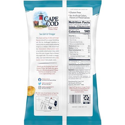 Cape Cod Cape Cod Potato Chips, Sea Salt and Vinegar Kettle Chips, 7.5 Oz (Pack of 2)