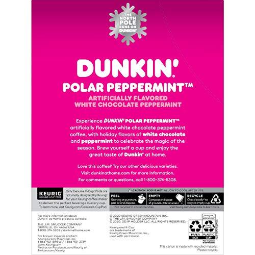 Dunkin\' Dunkin Donuts Limited Edition Holiday Coffee K Cups - Polar Peppermint -1 Box of 22 Seasonal Kcup Pods For Keurig Coffee Makers
