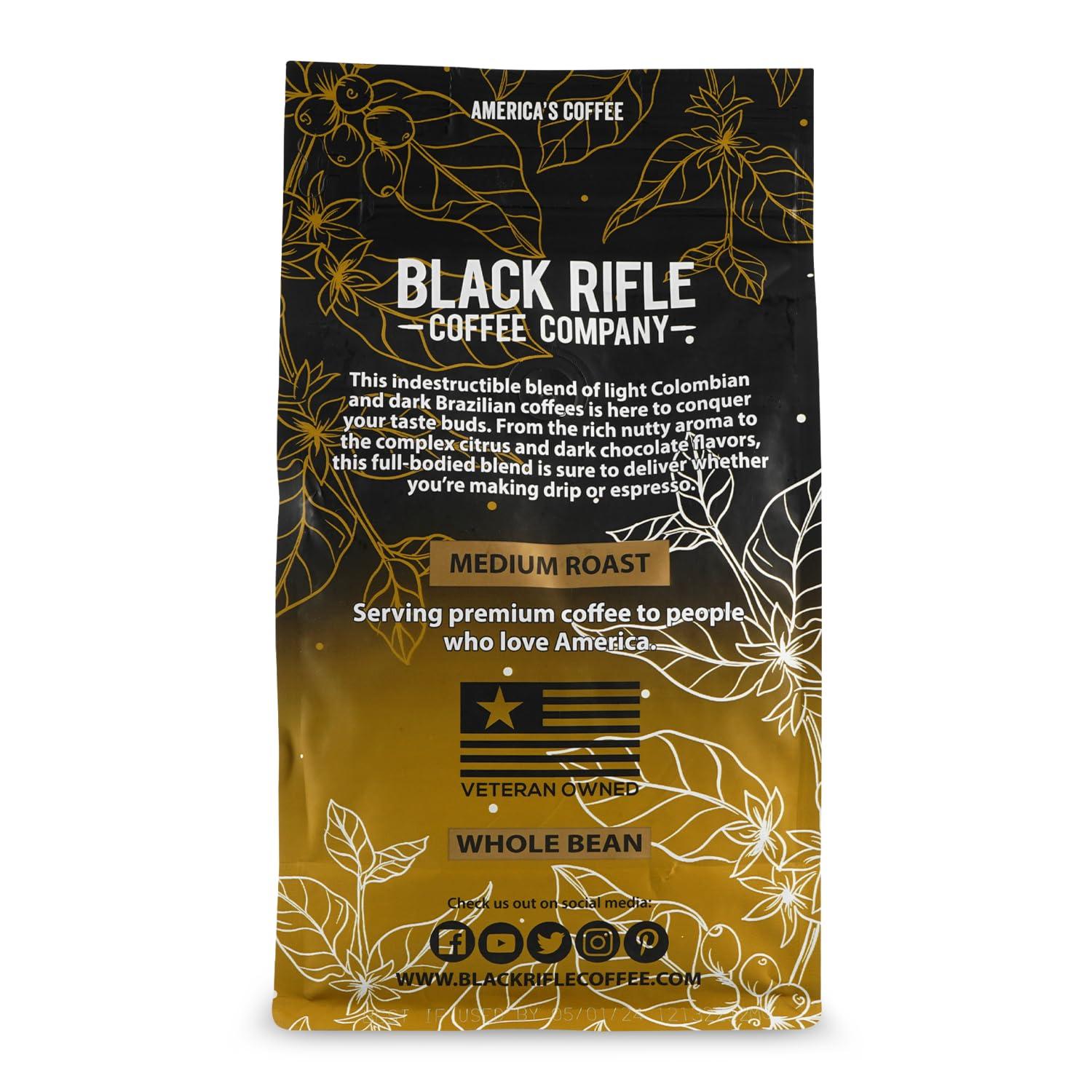 Black Rifle Coffee Company Black Rifle Coffee Company, AK-47 Espresso,100% Arabica Coffee,Colombian Supremo Roasted Dark, Whole Bean 12 oz Bag