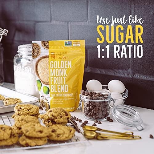 BetterBody Foods BetterBody Foods Golden Monk Fruit Sweetener Blend - Sugar Substitute, Zero Calorie, Keto Diet Friendly, Zero Net Carbs, Zero Glycemic, Baking, Extract, Sugar Replacement 1 lb, 16 Oz