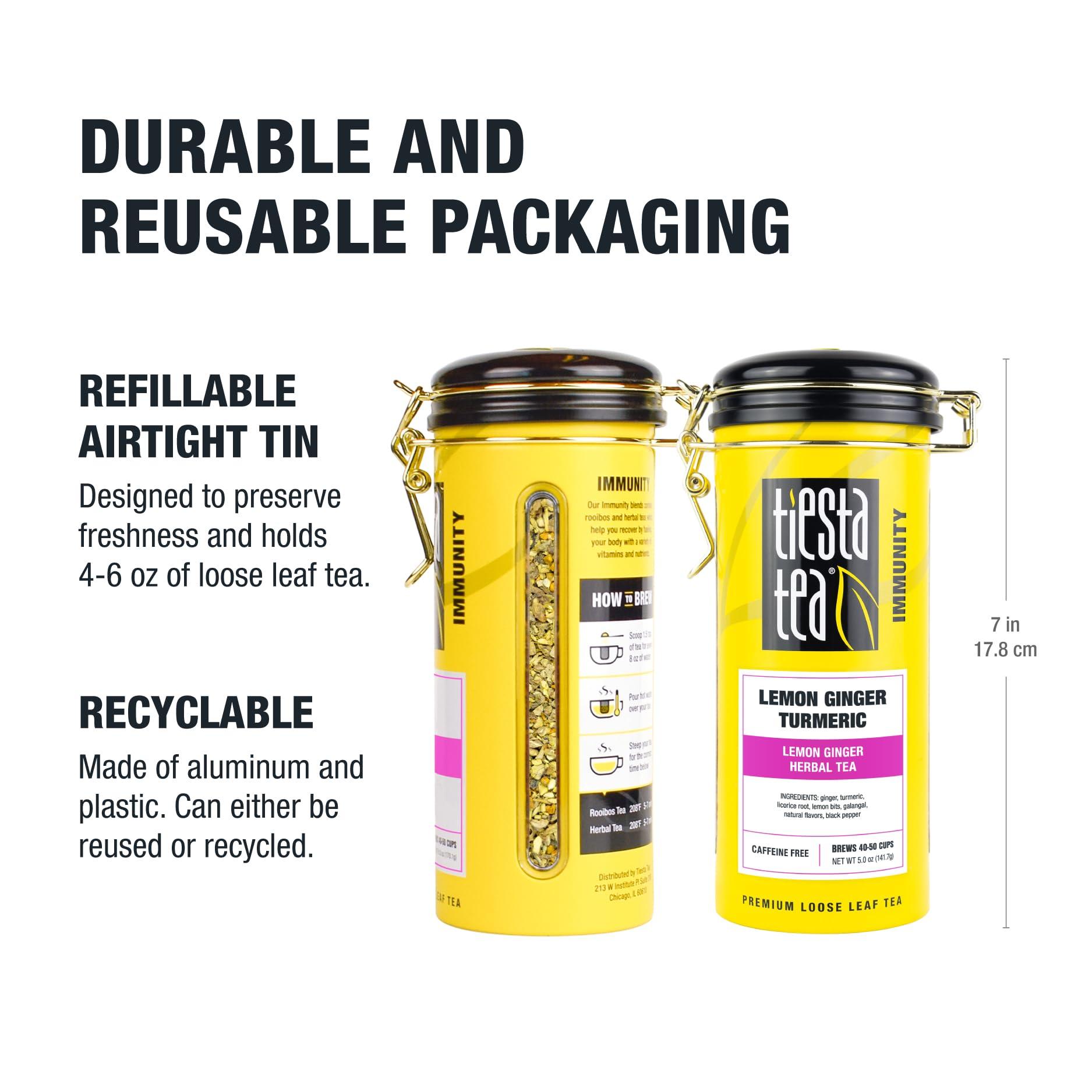Tiesta Tea Tiesta Tea - Lemon Ginger Turmeric | Lemon Ginger Herbal Tea | Premium Loose Leaf Tea Blend | Non Caffeinated Herbal Tea | Make Hot or Iced Tea & Brews Up to 50 Cups - 5 Ounce Refillable Tin