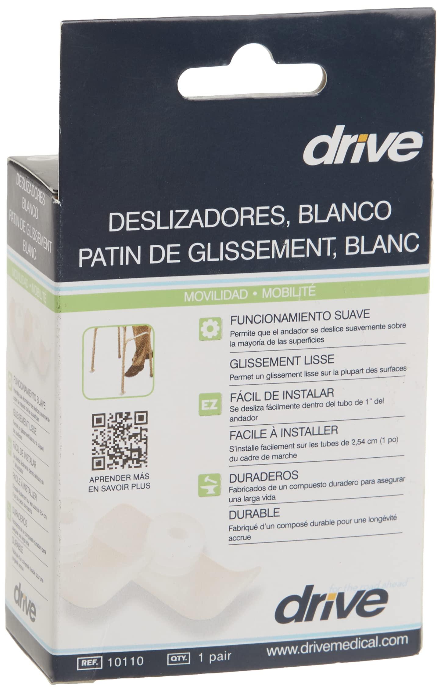 Drive Medical Drive Medical 10110 Walker Wheel Ski Glides, White (Pack of 4)