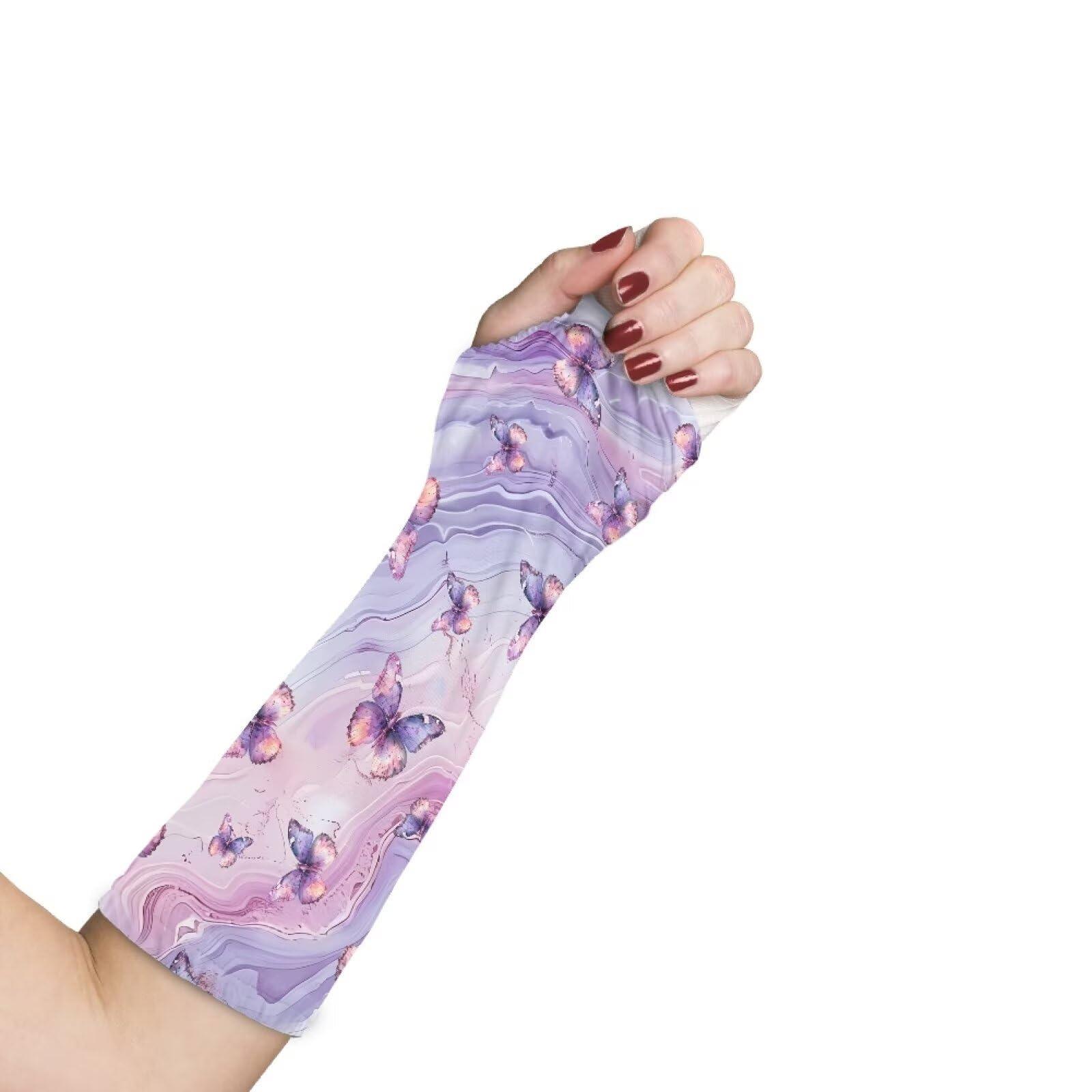 Gomyblomy Gomyblomy Purple Marble Arm Cast Cover Butterfly Pattern Cast Protector for Shower Adults Kids Arm Cast Sleeve for Women Girls Cast Cover Bandage Protector