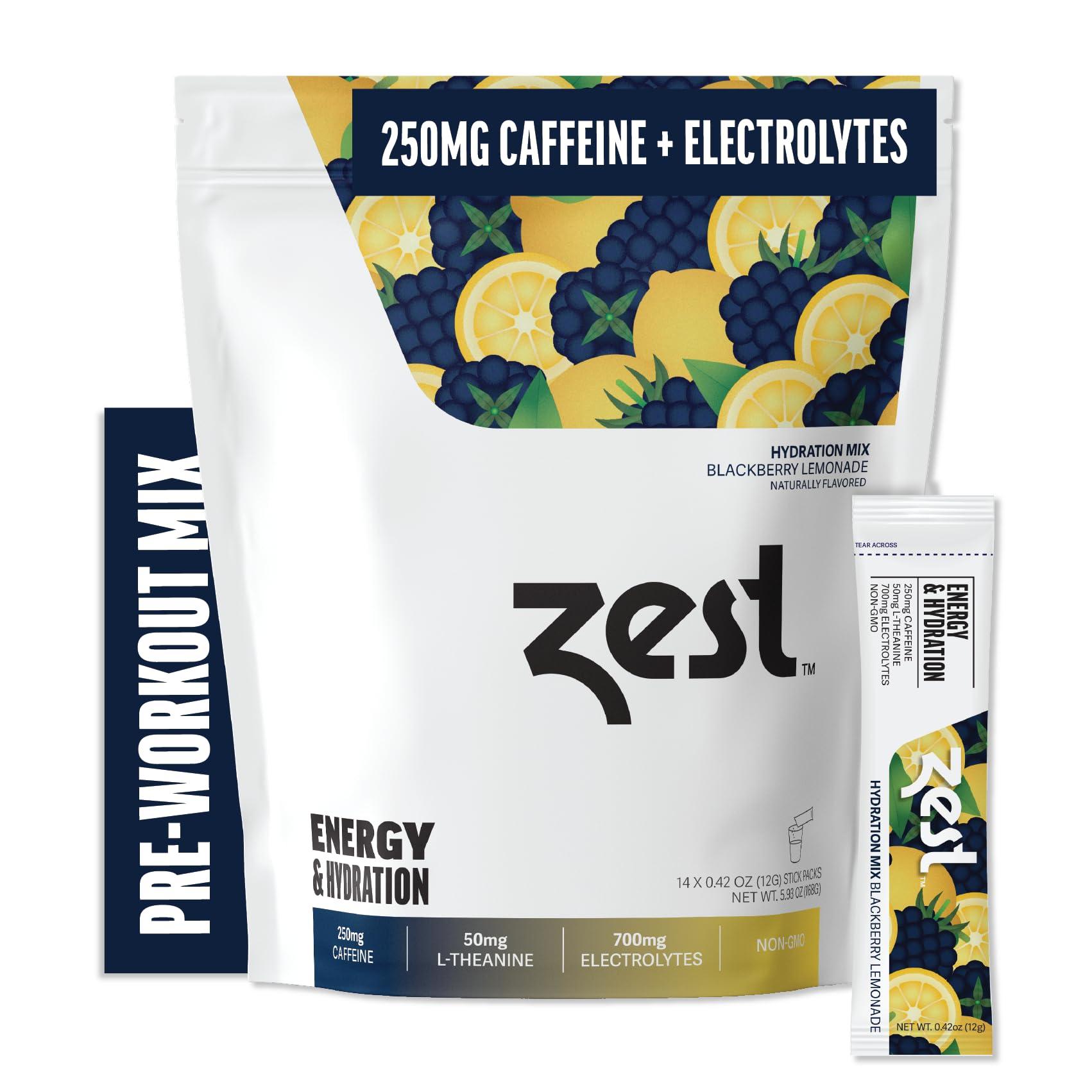 ZEST TEA Zest Electrolyte Hydration Powder - Mix w/Water - 14 Packets - Low Sugar Liquid Enhancer (1 Pack (14 Powder Sticks), BlackBerry Lemonade (Energy & Hydration))