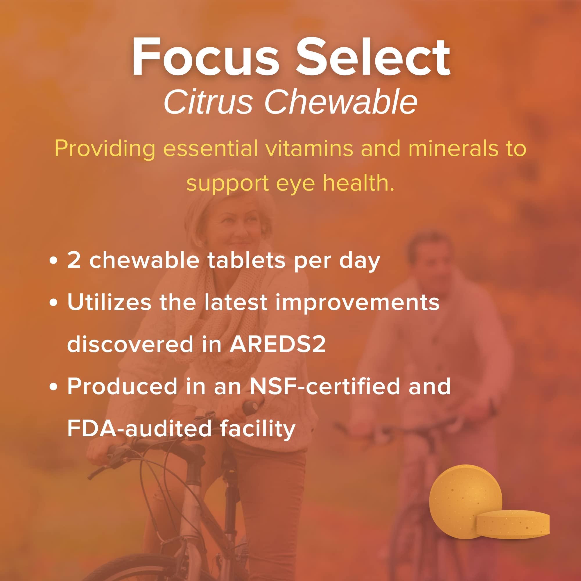 Focus Vision Supplements Focus Select® AREDS2 Based Chewable Eye Vitamin-Mineral Supplement - AREDS2 Based Supplement for Eyes (180 ct. 90 Day Supply) Citrus Flavored AREDS2 Based Eye Chewable - AREDS2 Low Zinc Formula