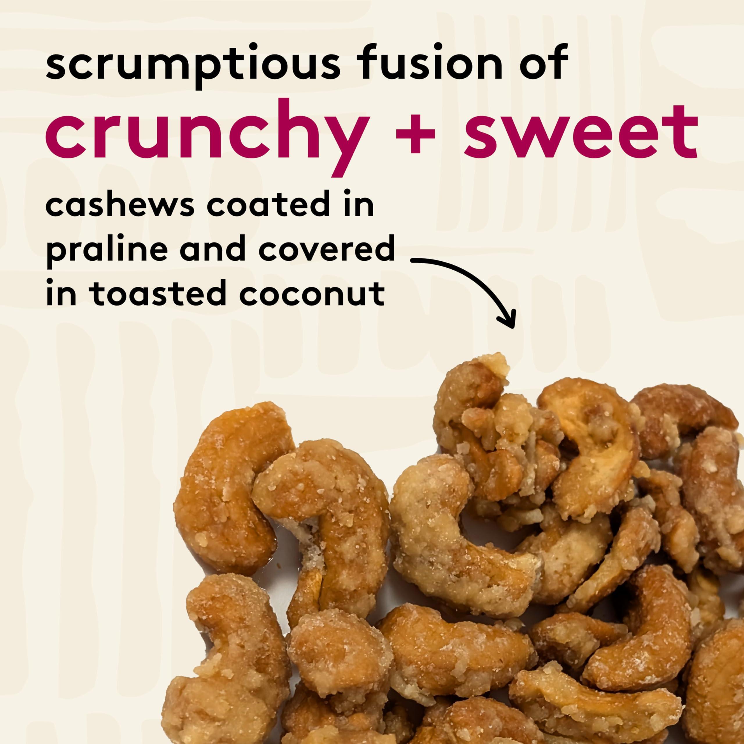 Snak Club Snak Club Coconutty Cashews, Kettle Cooked Fancy Cashews with Toasted Coconut, Gluten-Free and Kosher Snack, 2.5 oz Snack Bags, 6 Pack