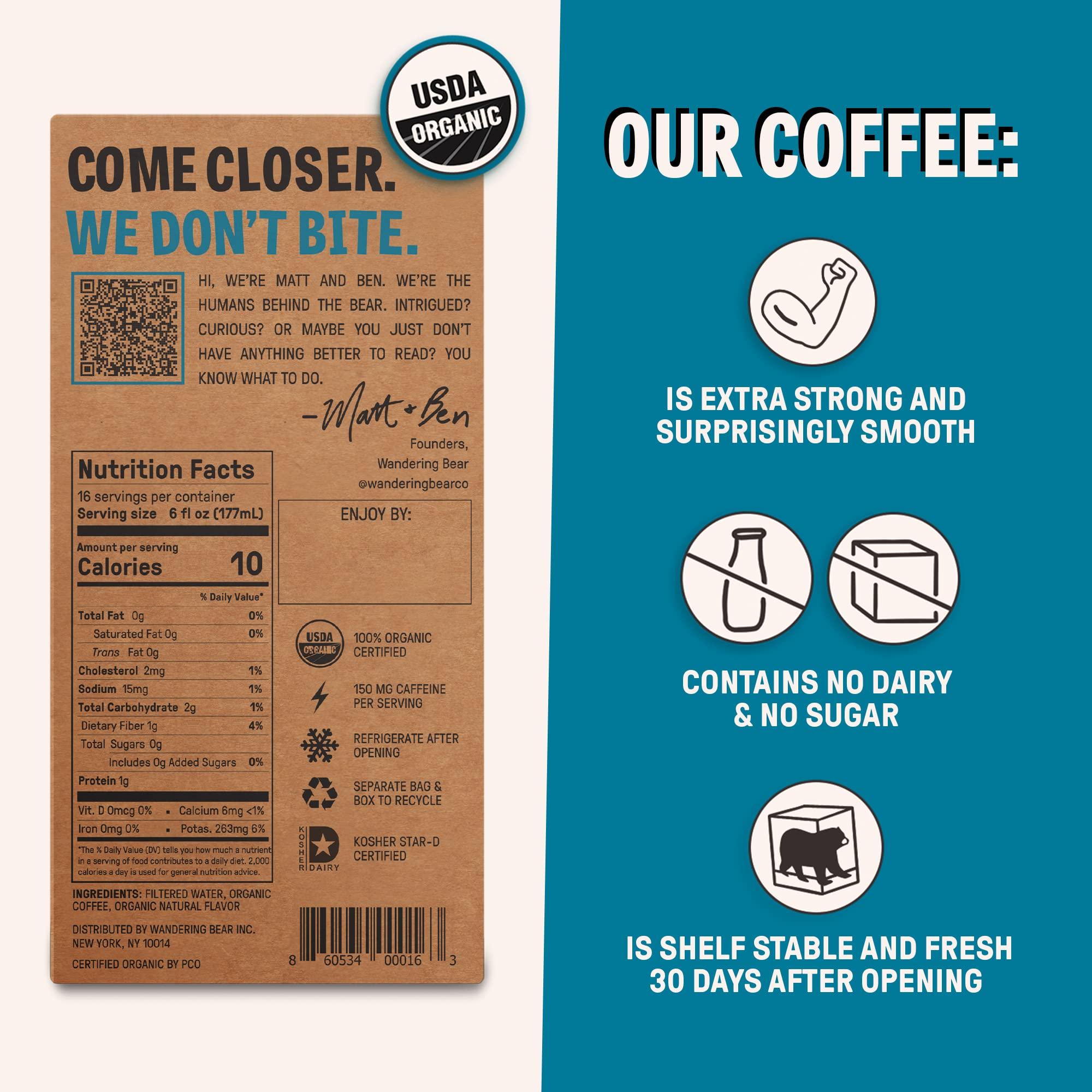 Wandering Bear Wandering Bear Cold Brew Coffee, Vanilla & Hazelnut Bundle, 96oz, 2 pack - Organic, Smooth, Shelf-Stable, and Ready to Drink