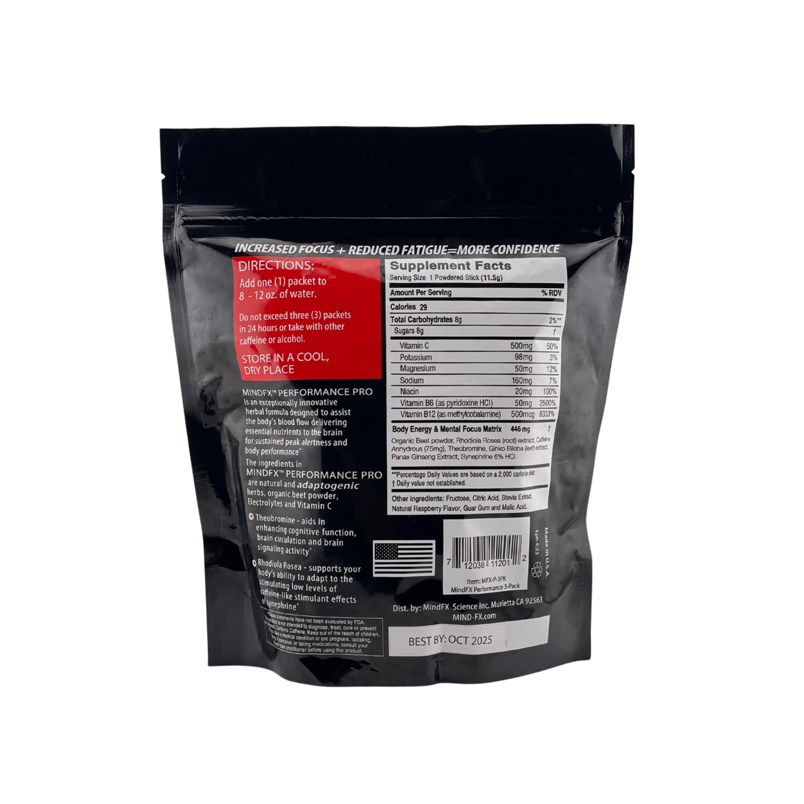 MINDFX MINDFX Performance Pro Blend - Mixed Berry | Nootropic Endurance Drink | Boost Focus, Concentration, and Brain Health | 20 Sticks | Natural Ingredients (Mixed Berry Pro, 1)