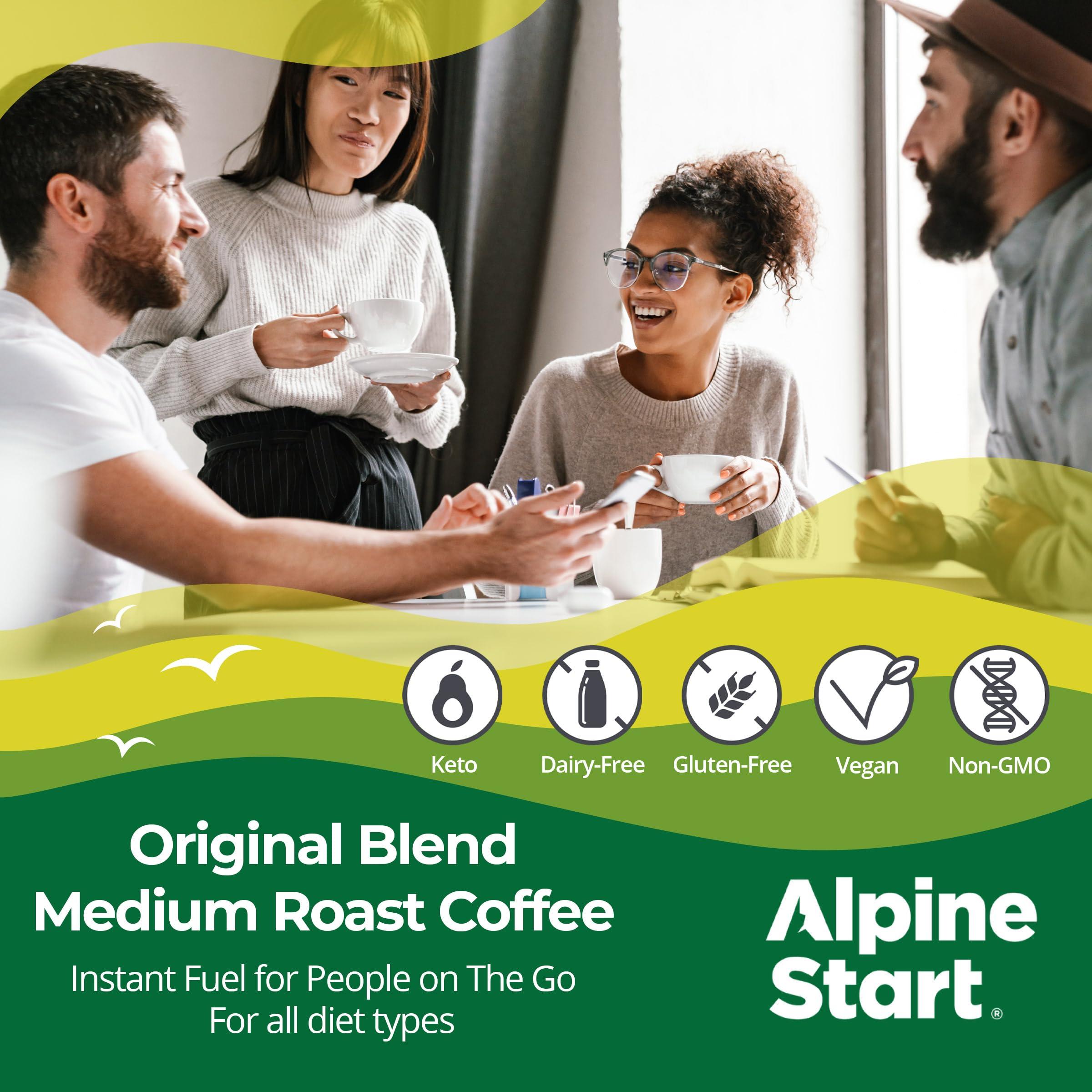 Alpine Start Alpine Start Instant Coffee Medium Roast Original Blend from High Altitude Arabica Beans, Enjoy Hot or Cold, Dairy Free, Soy Free (0.11 Oz) Pack of 8