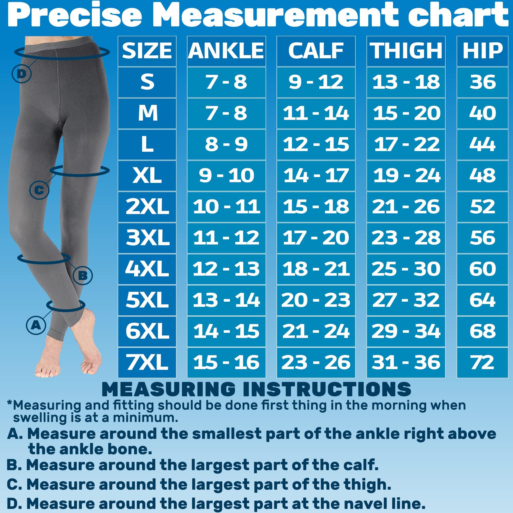 ABSOLUTE SUPPORT Footless Compression Tights for Women Circulation 20-30mmHg - Opaque Compression Support Leggings for Lymphedema, Arthritis, Embolism, Swelling - Gray, X-Large - A717GR4