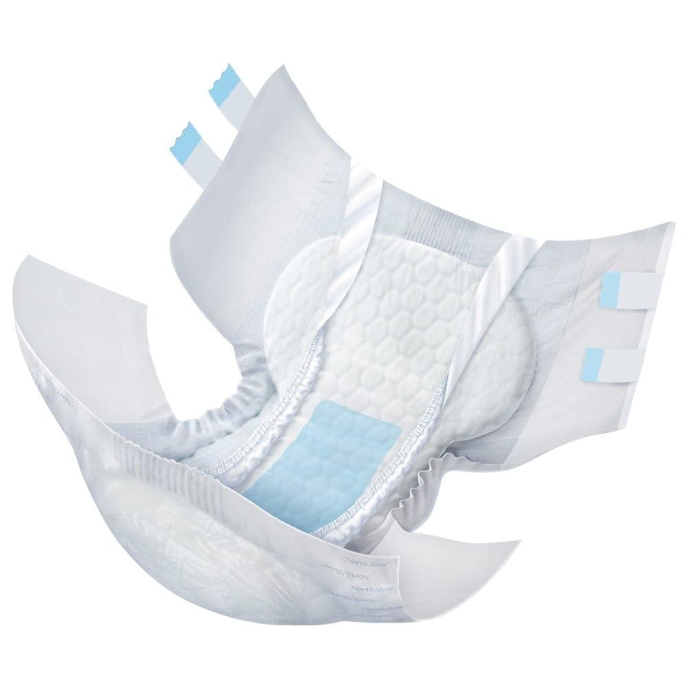 NorthShore NorthShore MegaMax Adult Overnight Diapers, 12-Hour Tab-Style, X-Small, 48 Count Case, White, 18-30 inches, Unisex Incontinence Underwear
