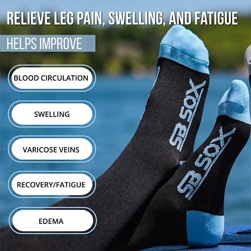 SB SOX SB SOX Compression Socks (20-30mmHg) for Men & Women – Best Compression Socks for All Day Wear, Better Blood Flow, Swelling! (Large, Black/Pink)
