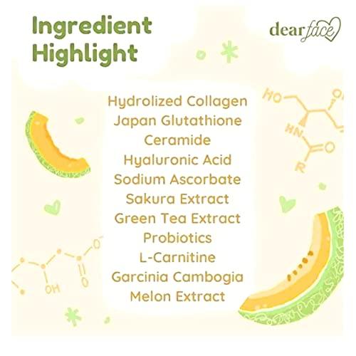 Dear Face Dear Face Beauty Milk Japanese Collagen MELON Drink - 50,000mg Hydrolyzed Collagen, 6.3 Ounce (Pack of 1)