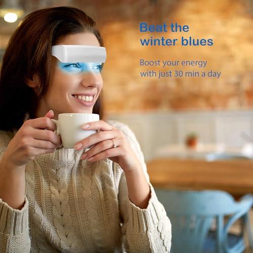 XANXAN Light Therapy Glasses with Travel Case, Blue Light Therapy and Daylight LED Sunlight, Wearable UV-Free Happy Lamp, Natural Relief for Good Sleep, Happy Mood, Boost Energy and Jet Lag