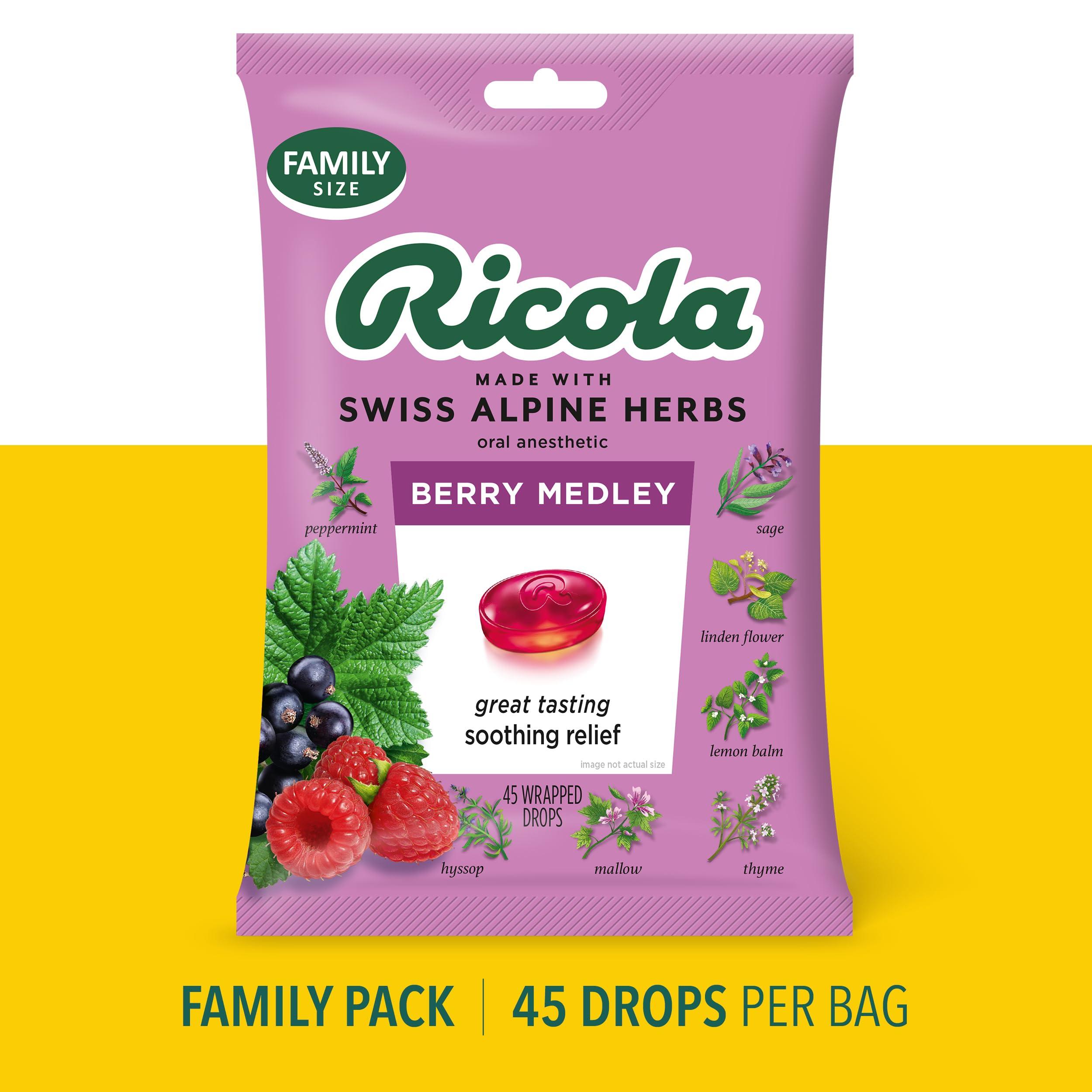 Ricola Ricola Berry Medley Throat Drops, 45 Count Sugar Free Original Herb Cough Drops, 19 Count