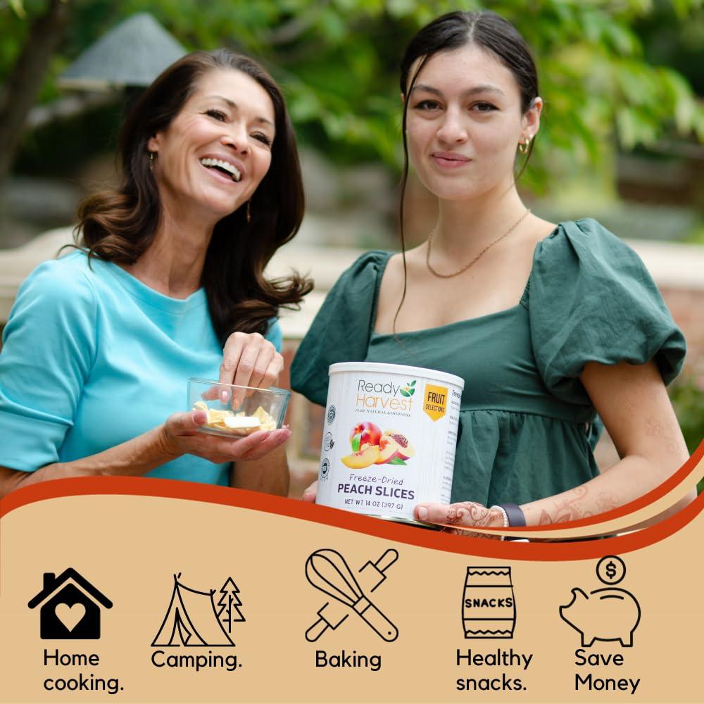 Ready Harvest Ready Harvest Freeze Dried Peaches Freeze Dried Fruit, Freeze Dried Food Gluten Free Snacks, Fruit Snacks, Canned Food, Bug Out Bag Camping Essentials, Veggie Snacks #10 Can, 25-year shelf life 397g