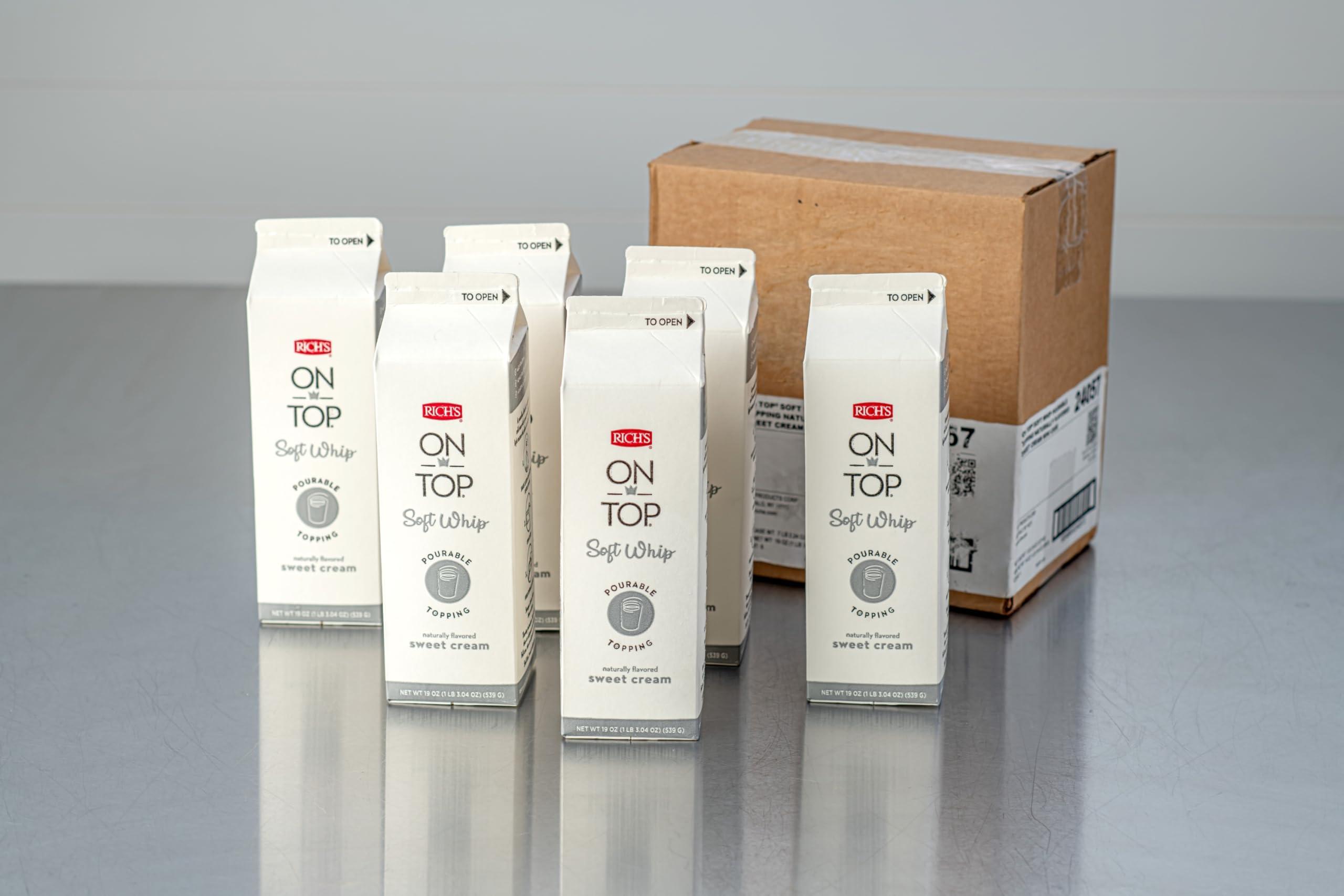 Rich\'s Rich\'s On Top, Soft Whip Topping, Naturally Flavored Sweet Cream, Frozen, 6 Pack, 19 Ounce Cartons