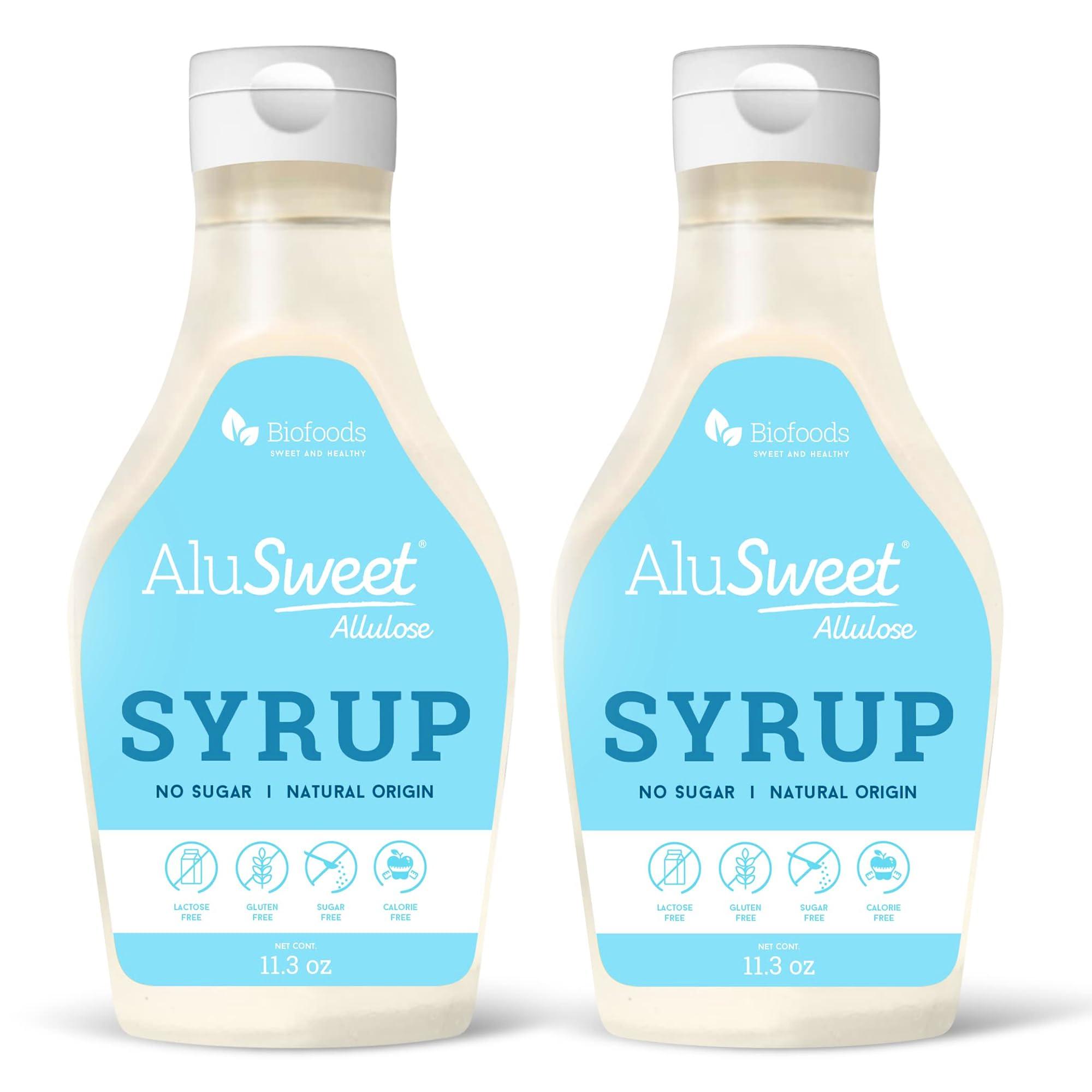 Biofoods Alusweet Alusweet Allulose Syrup Sugar Free Syrup Liquid Allulose Sweetener - 11 fl oz - 1:1 Sugar Substitute, Low Carb and Keto Friendly No Artificial Colors or Flavors, Non GMO, Gluten-Free, Vegan for Cocktails, Coffee, Cold Drinks, And Cooking (2 Pack)