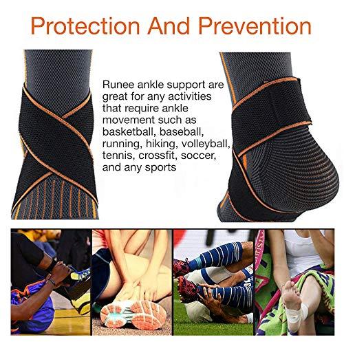 Runee Runee Ankle Brace Compression Support Sleeve With Adjustable Strap For Sprain, Plantar Fasciitis, Sports Protection, Injury Recovery, Achilles Tendon, Heel Spurs, And Pain Relief (Medium)