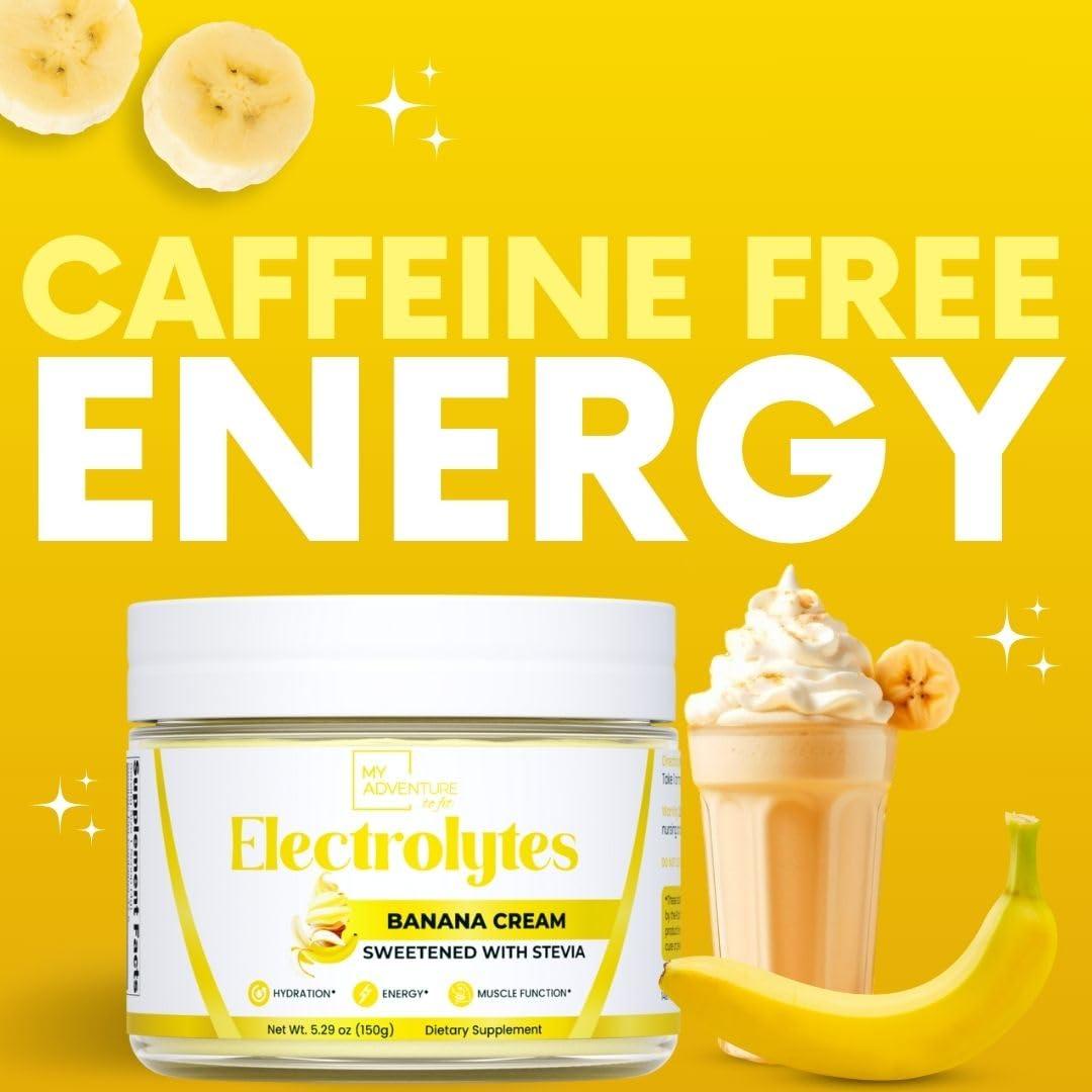 My Adventure to Fit Zero Sugar - Banana Cream Electrolytes Powder - Refreshing Hydration - Caffeine Free Energy with All Natural Ingredients - Vegan, Keto & Paleo - Sugar Free Electrolytes Powder Drink Mix - 37 Servings