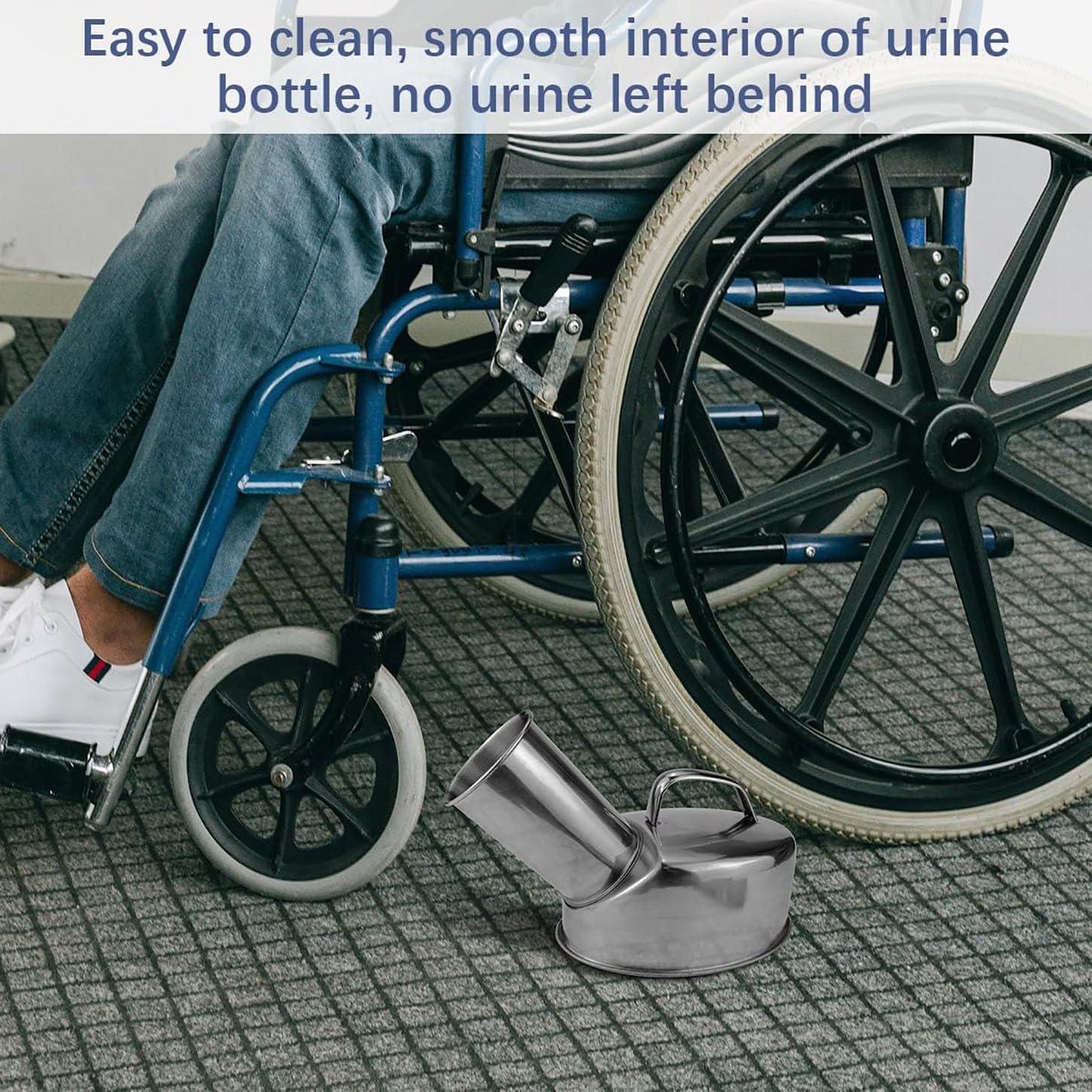 MIFANI Male Urinal Urine Bottle for Men,Stainless Steel Urinals Hand Held Pee Bottle for Men, Professional Urinal Bottle Spill Proof 7Cm Large Diameter Design for Car, Travel, Elderly, Incontinence, 1300Ml