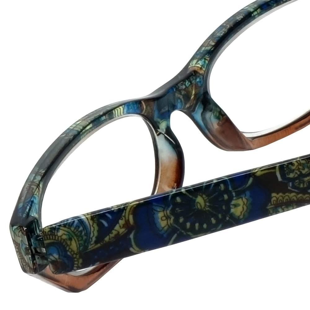 Calabria Calabria 4377 Cat Eye Colorful Floral Paisley Reading Glasses +6.00 Brown Women Readers Cute Eyeglass w/Soft Case