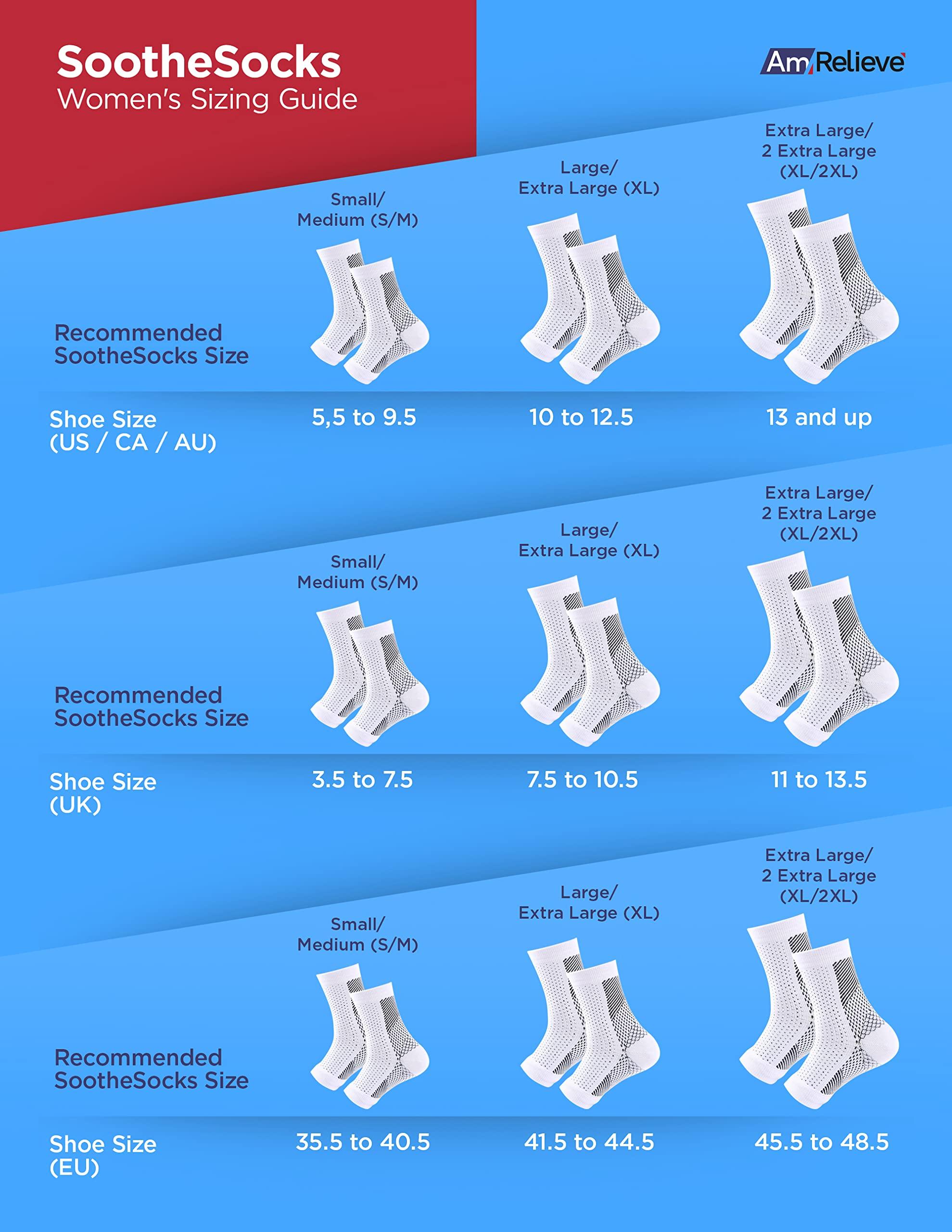 AmRelieve AmRelieve Soothesocks Neuropathy Socks for Women and Men - Compression Socks for Diabetic Foot Pain, Plantar Fasciitis Relief, and Ankle Support