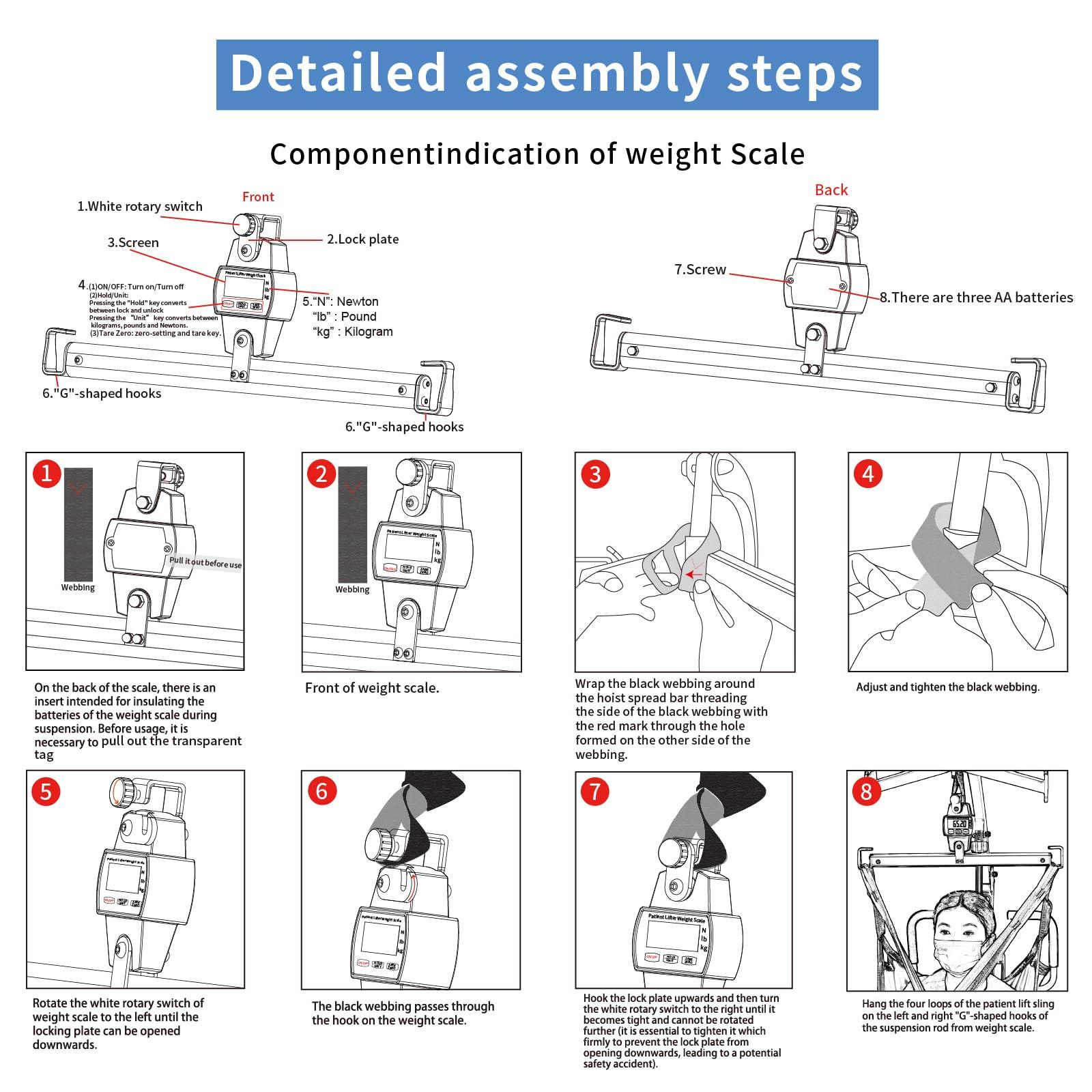 EZ Assistive EZ Assistive Patient Weight Scale and Lift Sling Set for Hoyer Lift, Medical Assist Scale for Bedridden Patient Lift Sling