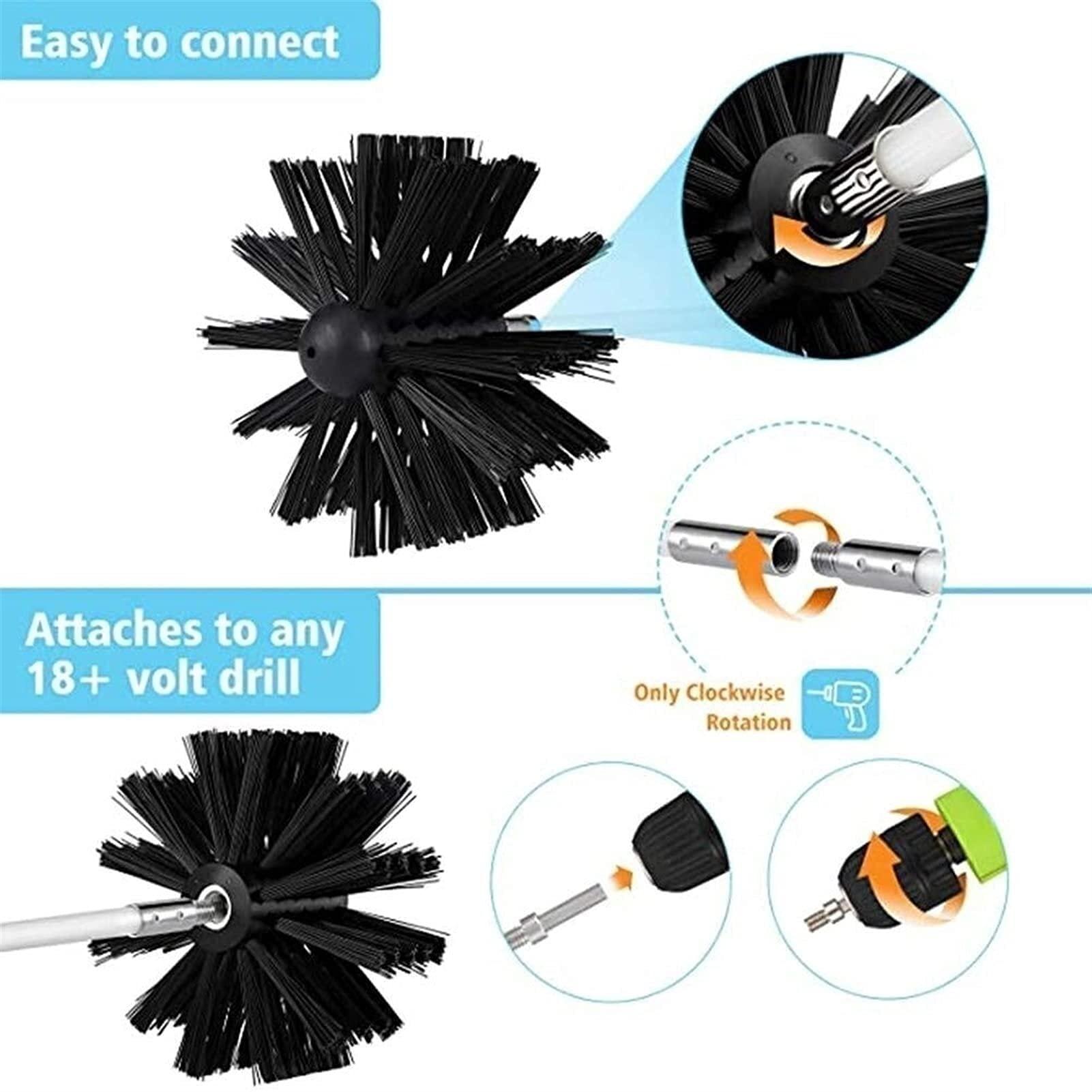 LIYUN chimney sweep kit Flexible Dryer Vent Cleaning Kit Lint Remover Dryer Vent Brush Cleaning Kit Fireplace Chimney Brushes , 9/18 Rods And Brush Head Use With Or Without A Power Drill ( Color : 9 Rods ,