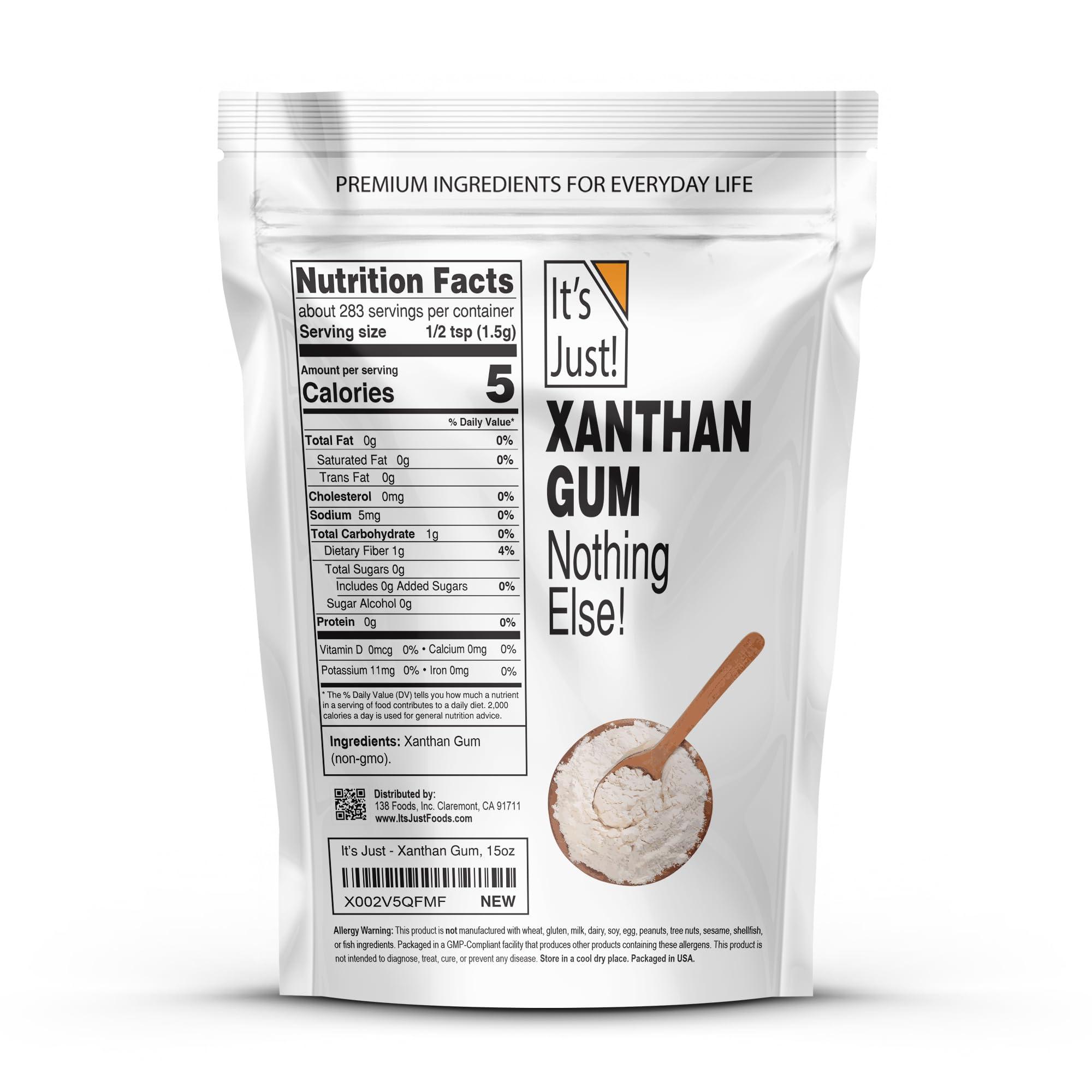 It's Just! It's Just - Xanthan Gum, 15oz, Keto Baking, Non-GMO, Thickener for Sauces, Soups, Dressings, Packaged in USA
