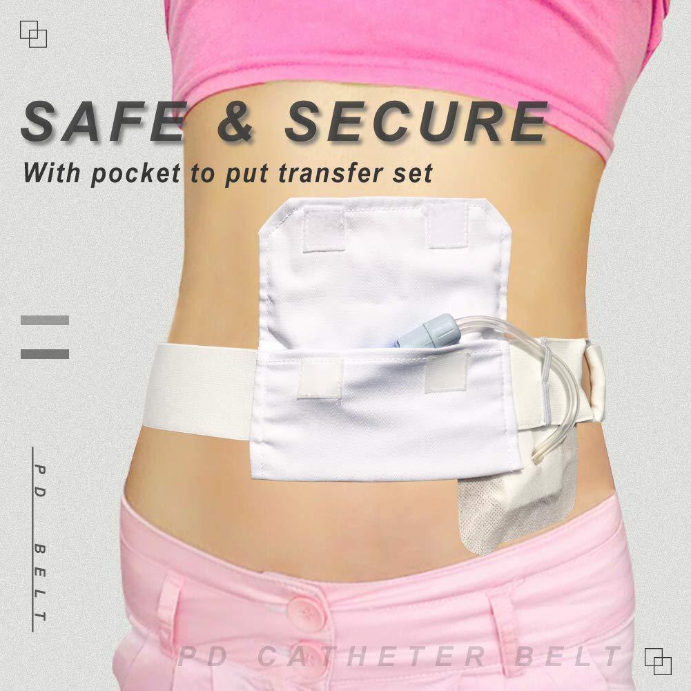 Hola Health Feeding Tube Belt Peg Tube Holder PD Catheter Belt Pouch Peritoneal Dialysis Accessories G-Tube J Feeding Tube Supplies for Women Men, White Medium(27-39 inch)