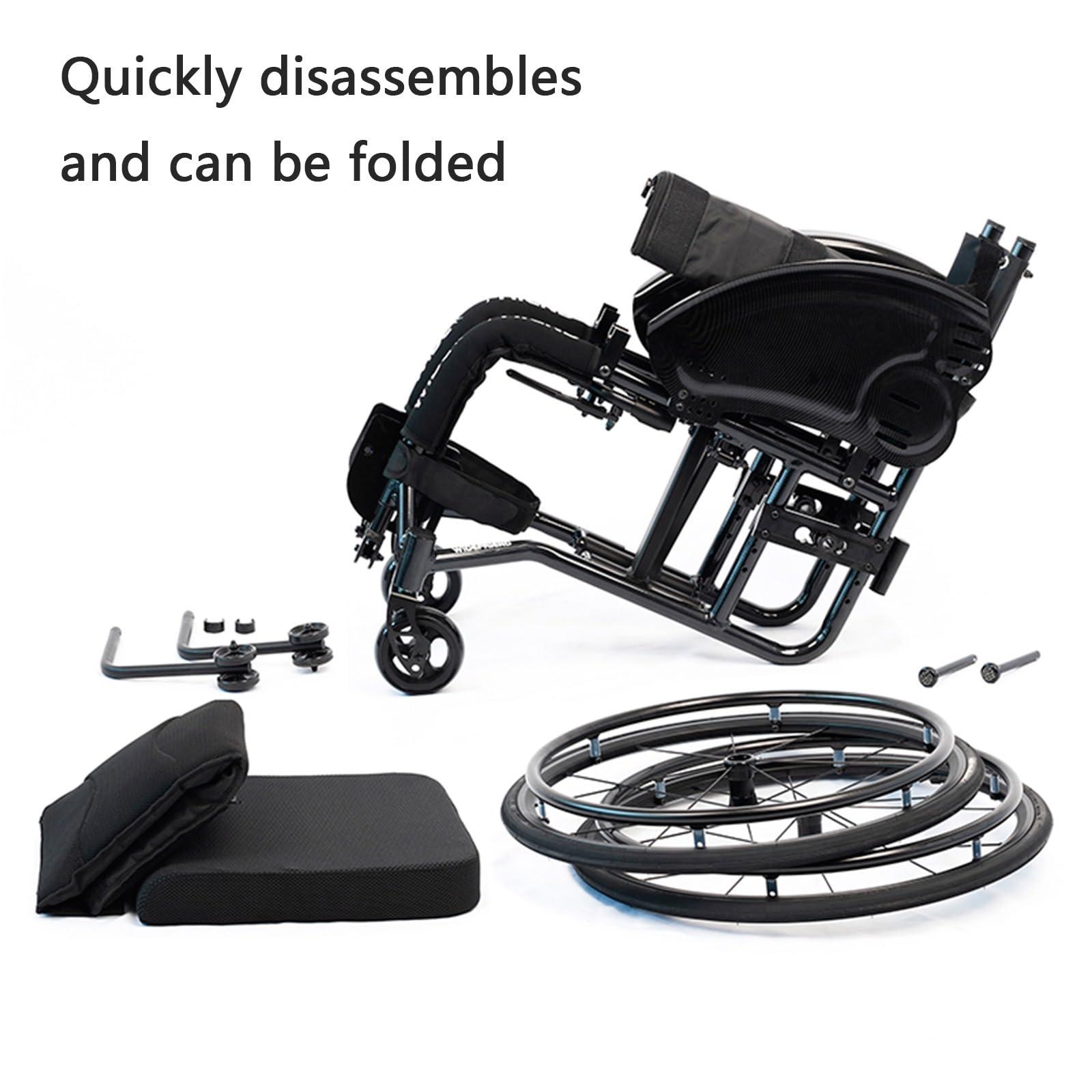 Atduglanix All-Terrain Ultra Lightweight Sports Wheelchair Foldable Adjustable Footrest and Seat Height, Handbrakes,Suitable for Teenagers, Adults, Seniors(Purple1,Seat Width 39cm/15.35in)