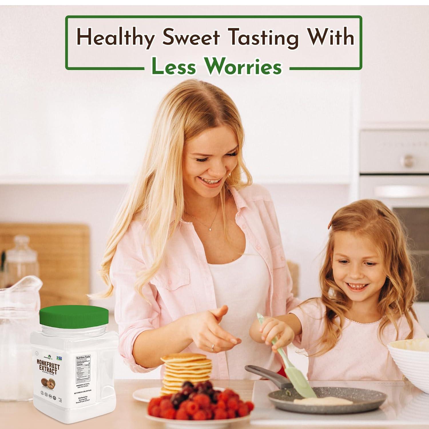 Morning Pep Morning Pep 100% Pure Monk Fruit extract sweetener, No Erythritol, Monkfruit Extract Powder, NON-GMO Project Verified, Keto Certified, OU kosher, No Fillers Zero Calories | Over 450 Servings | 5 oz