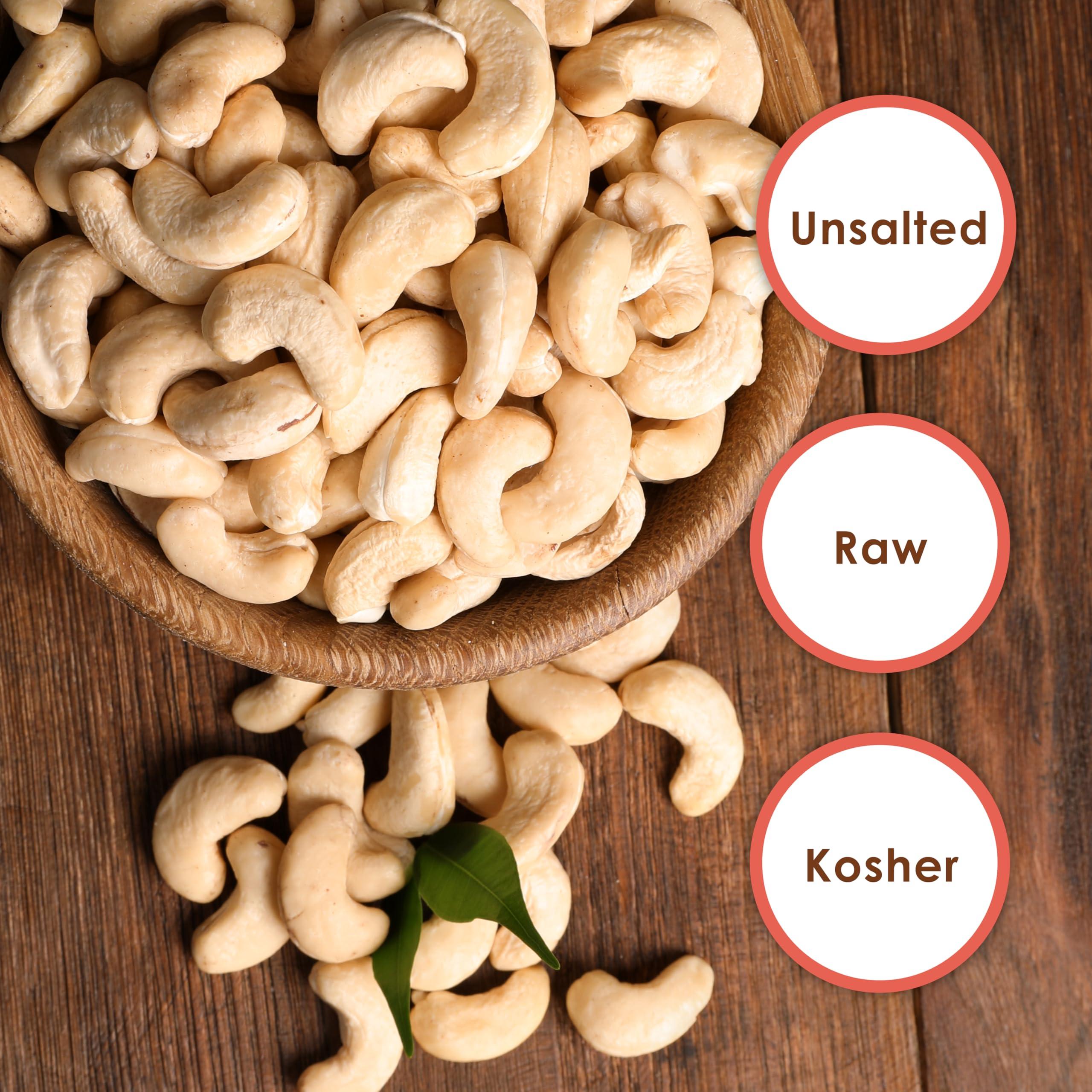 Jaybee\'s Premium Raw Whole Cashew Nuts 5 Pounds | Natural Unsalted Whole Cashew Nuts | Healthy Vegan & Keto Snack, Gluten-Free, Oil-Free | Bulk Resealable Bag for Snacking, Cooking & Baking | Jaybee\'s