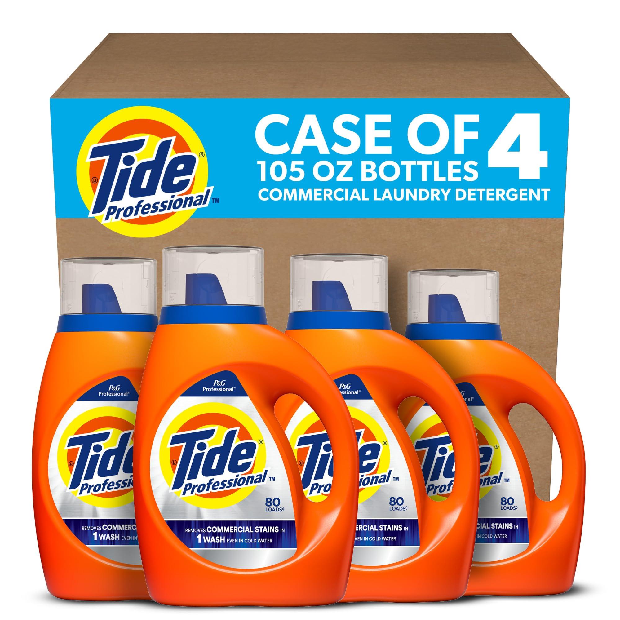 Tide Tide Professional Liquid Laundry Detergent, Floral, 105 Fl Oz, Pack Of 4 Bottles, Blue