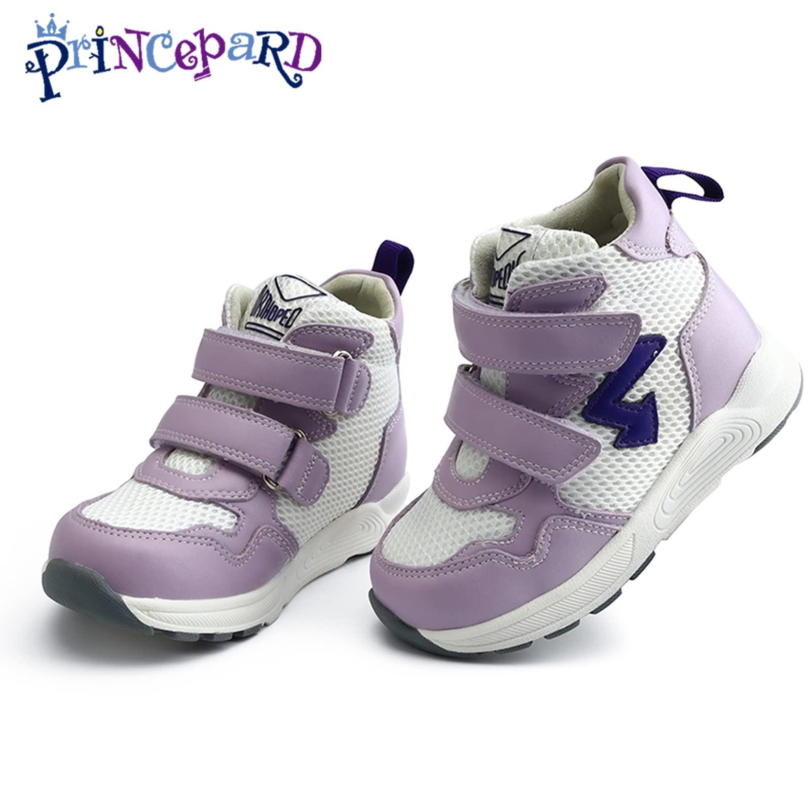 princepard Toddlers Orthopedic Corrective Sneakers for Kids with Arch & Ankle Support,Girls and Boys\'High Top Shoes for Flat Foot,Anti-Slip Soles Pink