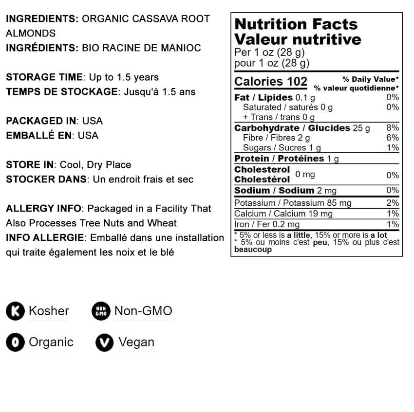 Food to Live Food to Live Organic Cassava Flour, 2 Pounds Non-GMO, Raw Yuca Root Powder, 100% Pure, Kosher, Vegan Superfood, Paleo, Bulk, Wheat Flour Substitute