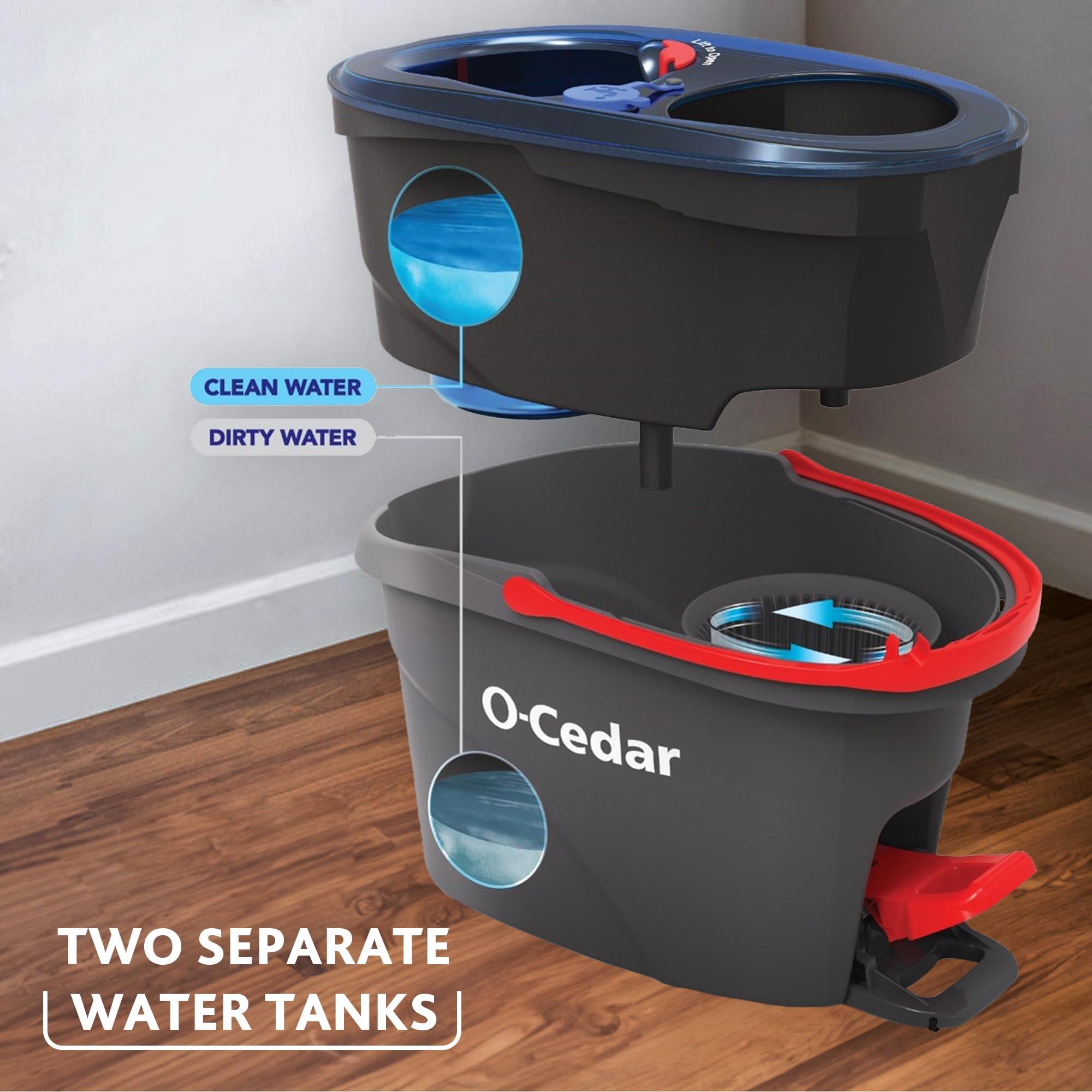 O-Cedar O-Cedar RinseClean Spin Mop & Bucket System + 1 Extra Mop Head | Clean with Clean Water | Removes 99% of Bacteria