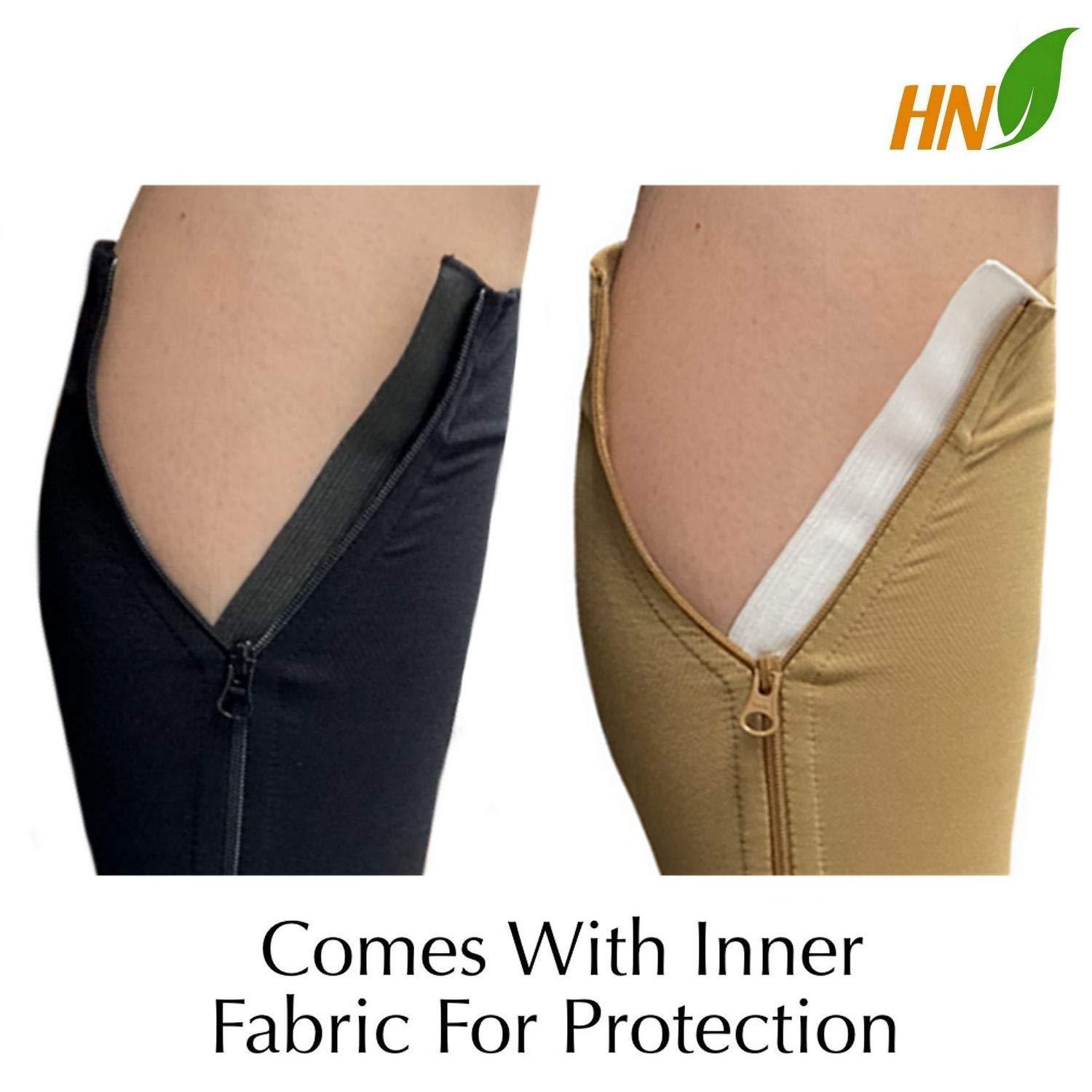 HealthyNees HealthyNees 30-40 mmHg Extra Firm Compression Closed Open Toe Wide Zipper Socks (3X-Large, Closed Toe Nude)