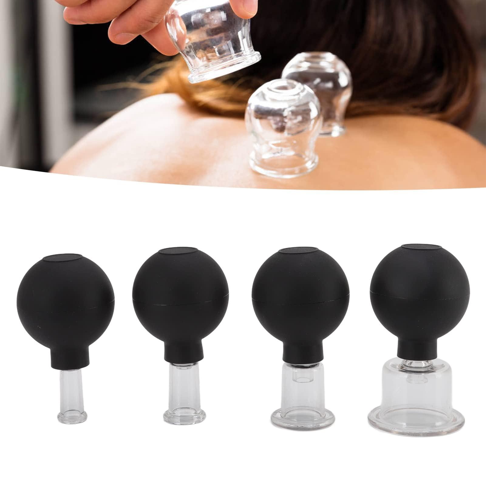 JEOZBM JEOZBM Glass Cupping Set, 4 Pieces Facial Cupping Therapy Set Glass, Silicone Cupping Cups, Massage Vacuum Suction Cupping Cups for Body Face Leg Arm Back Shoulder Muscle