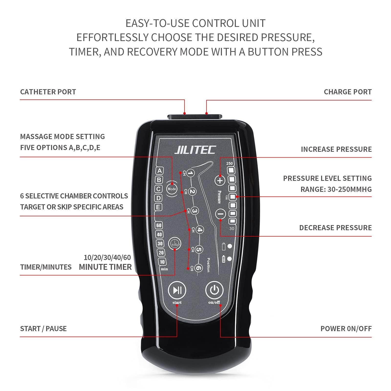 JILITEC JILITEC Leg Recovery System,Compression Boots,Sequential Compression Device,Recovery Boots,Dynamic Compression Massage for Recovery in Athletes (XL, Black)