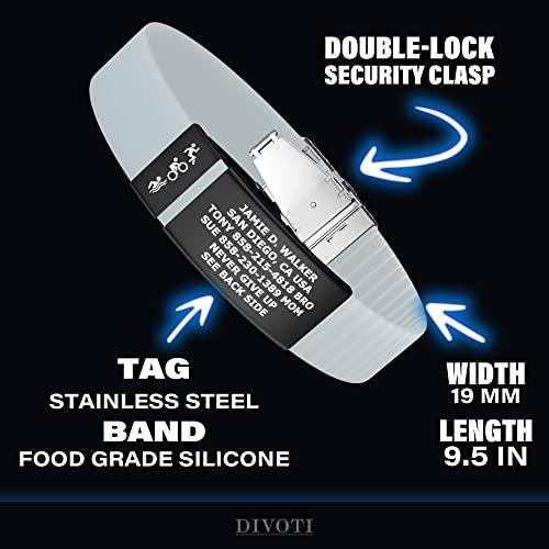 Divoti Divoti Supercharge Wristband ID, Silicone Clasp Identification Bracelet and Sport ID for Athletes - Red Tag/White Silicone Band - 19mm