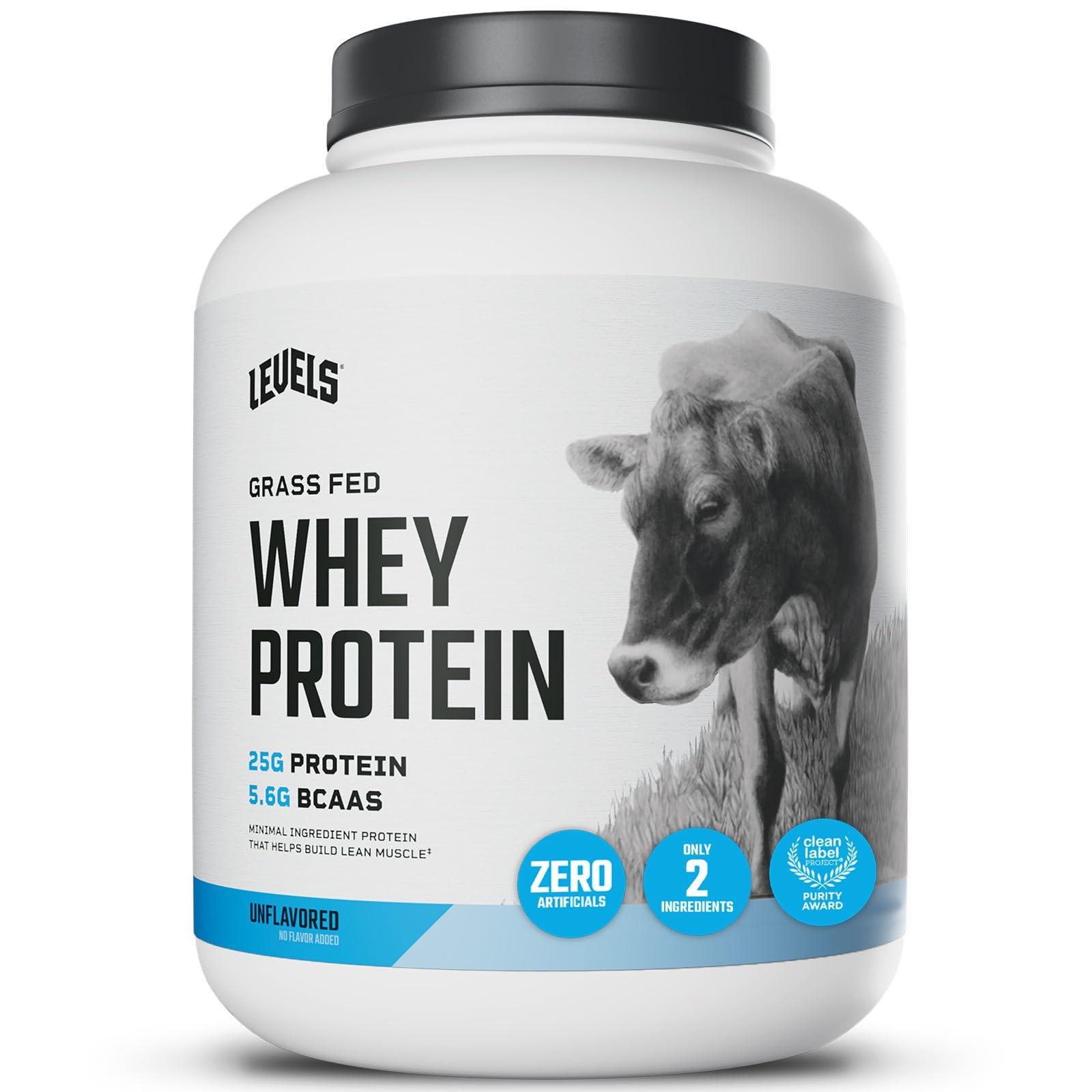 Levels Nutrition Levels Grass Fed Whey Protein, No Artificials, 25G of Protein, Unflavored, 5LB