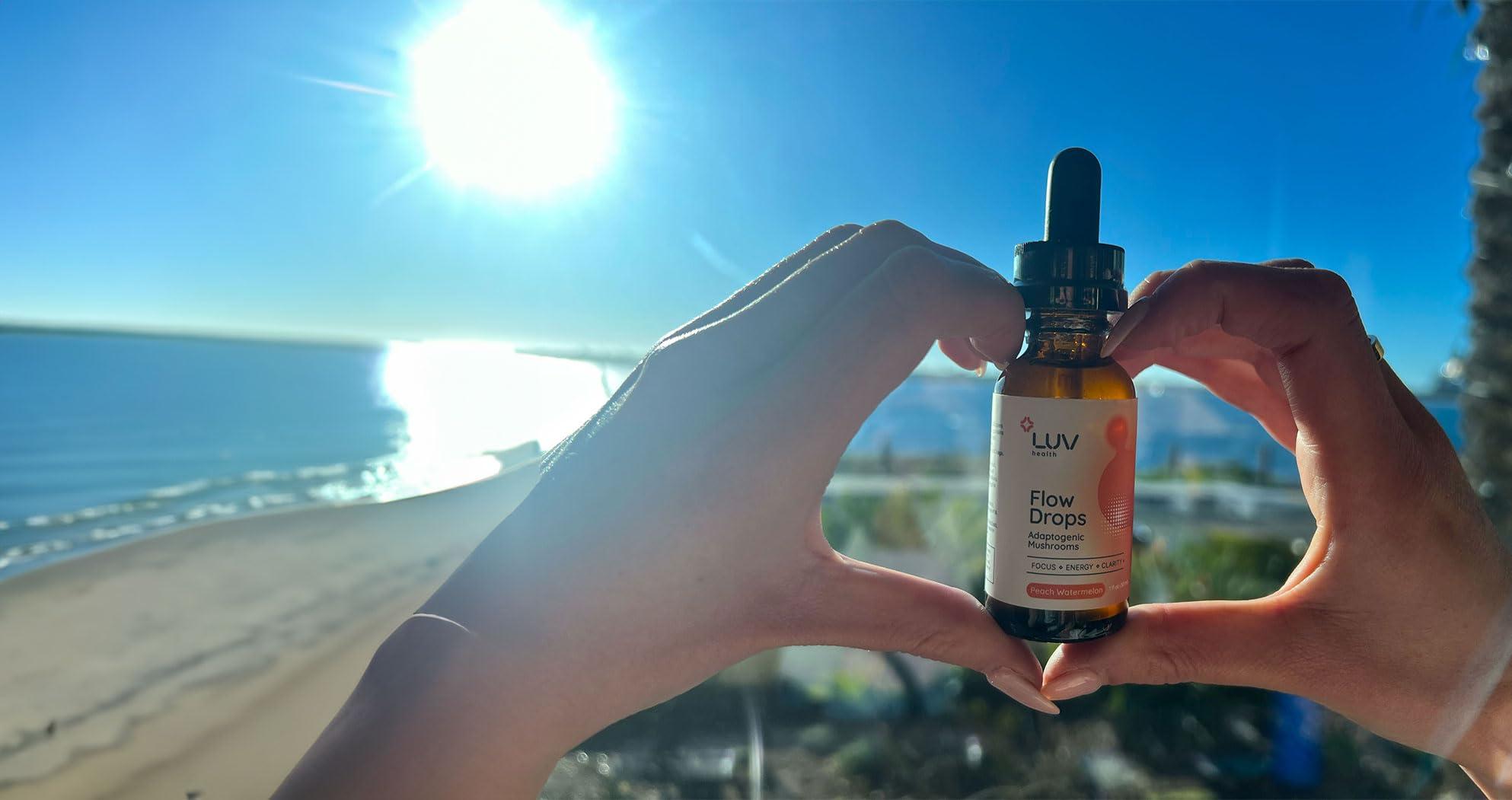 LUV health LUV Flow Drops: Adaptogen Mushroom Blend for Mental Clarity & Energy, Vegan Keto, Focus & Immunity Support, Lion\'s Mane, Cordyceps, Reishi, USA Made, Non-GMO, 30 Servings (1)