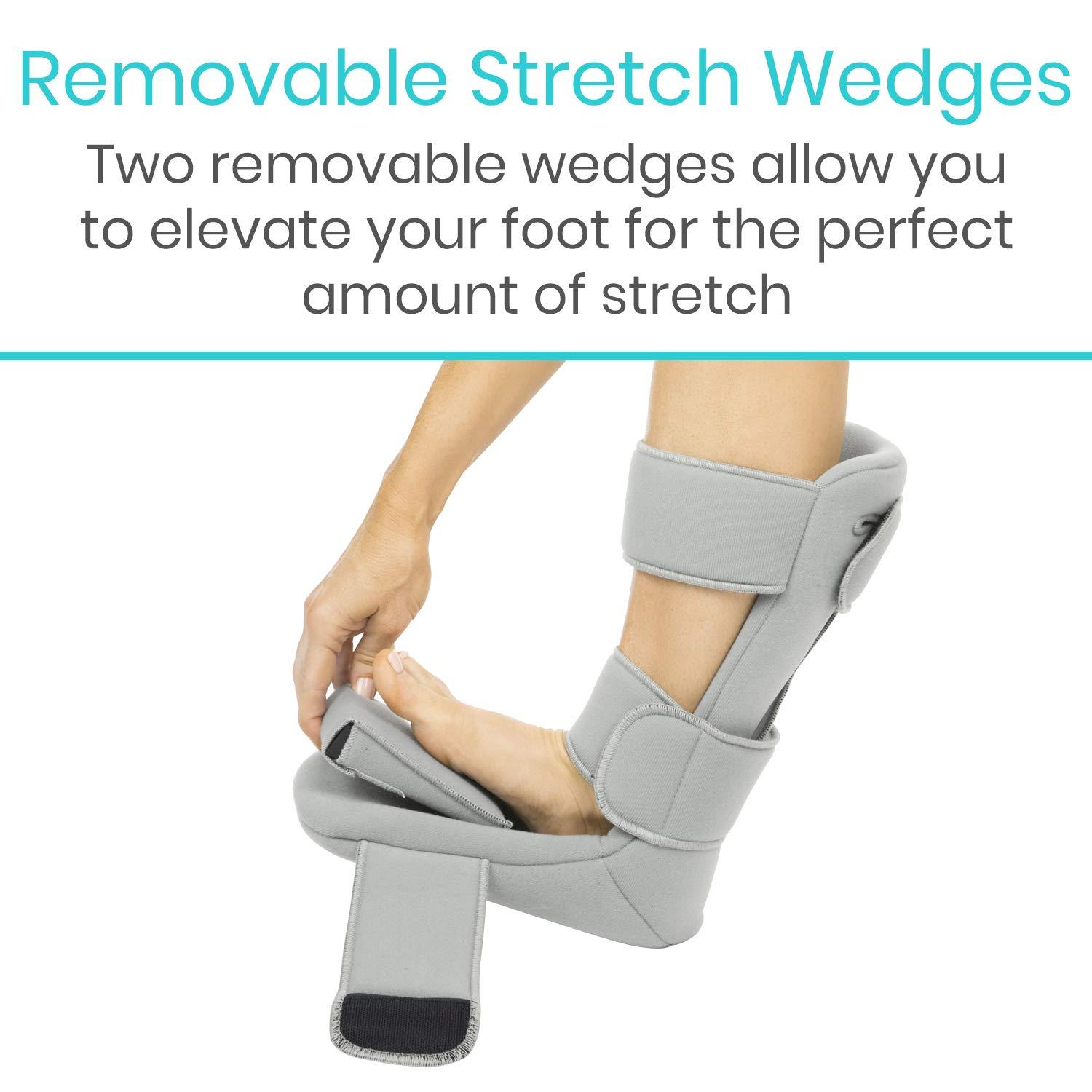 Vive Vive Plantar Fasciitis Night Splint Plus Trigger Point Stretch Wedges - Soft Leg Brace Support, Orthopedic Sleeping Immobilizer Stretch Boot (Medium: Men\'s: 5.5-8, Women\'s 7-9.5)