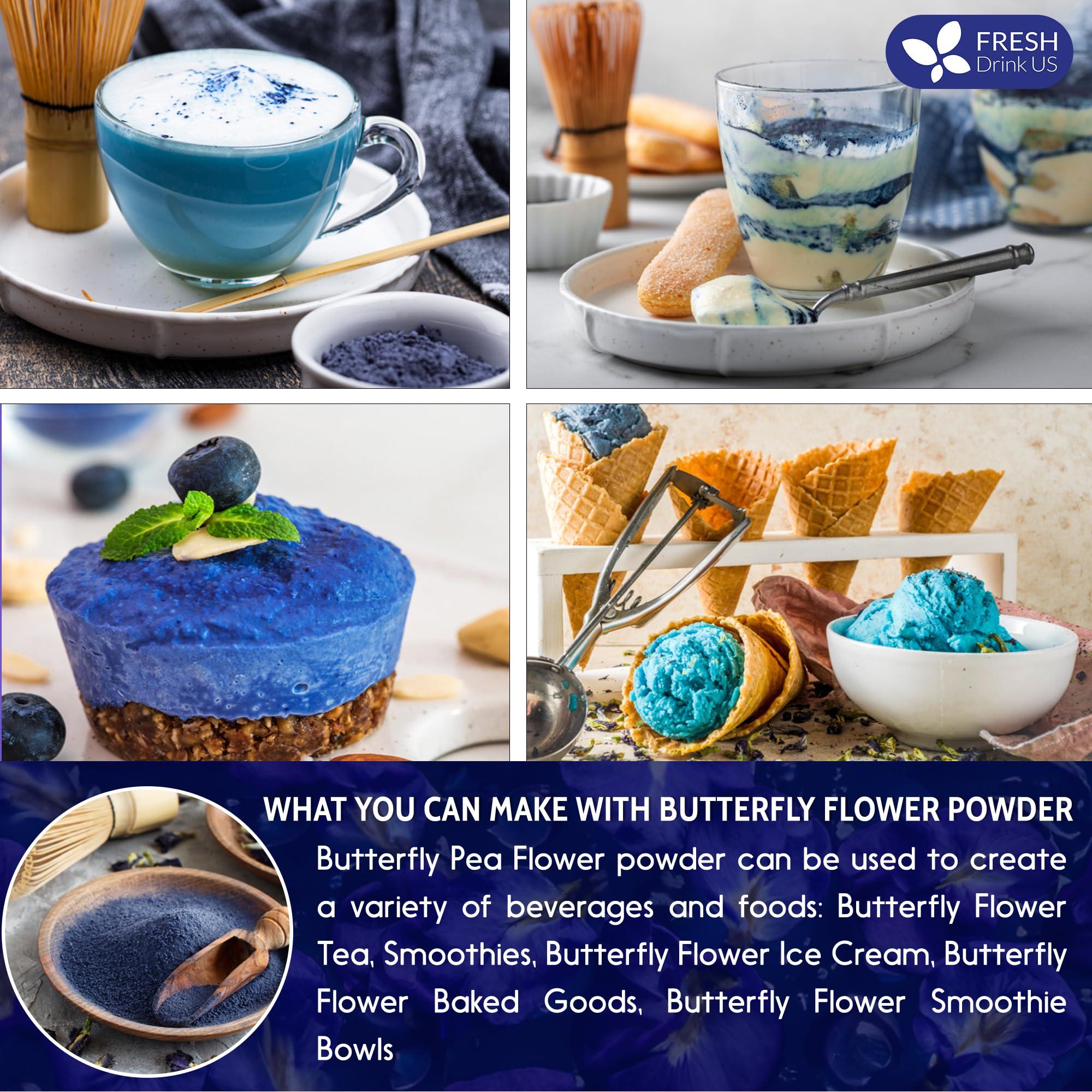 FRESHDRINKUS FreshDrinkUS, Premium 6.5oz Butterfly Pea Flower Powder, 100% Natural and Pure from Blue Butterfly Pea Flowers, Natural Food Coloring, Butterfly Pea Flower Tea, No Additives, No Gluten, No Sugar, Vegan