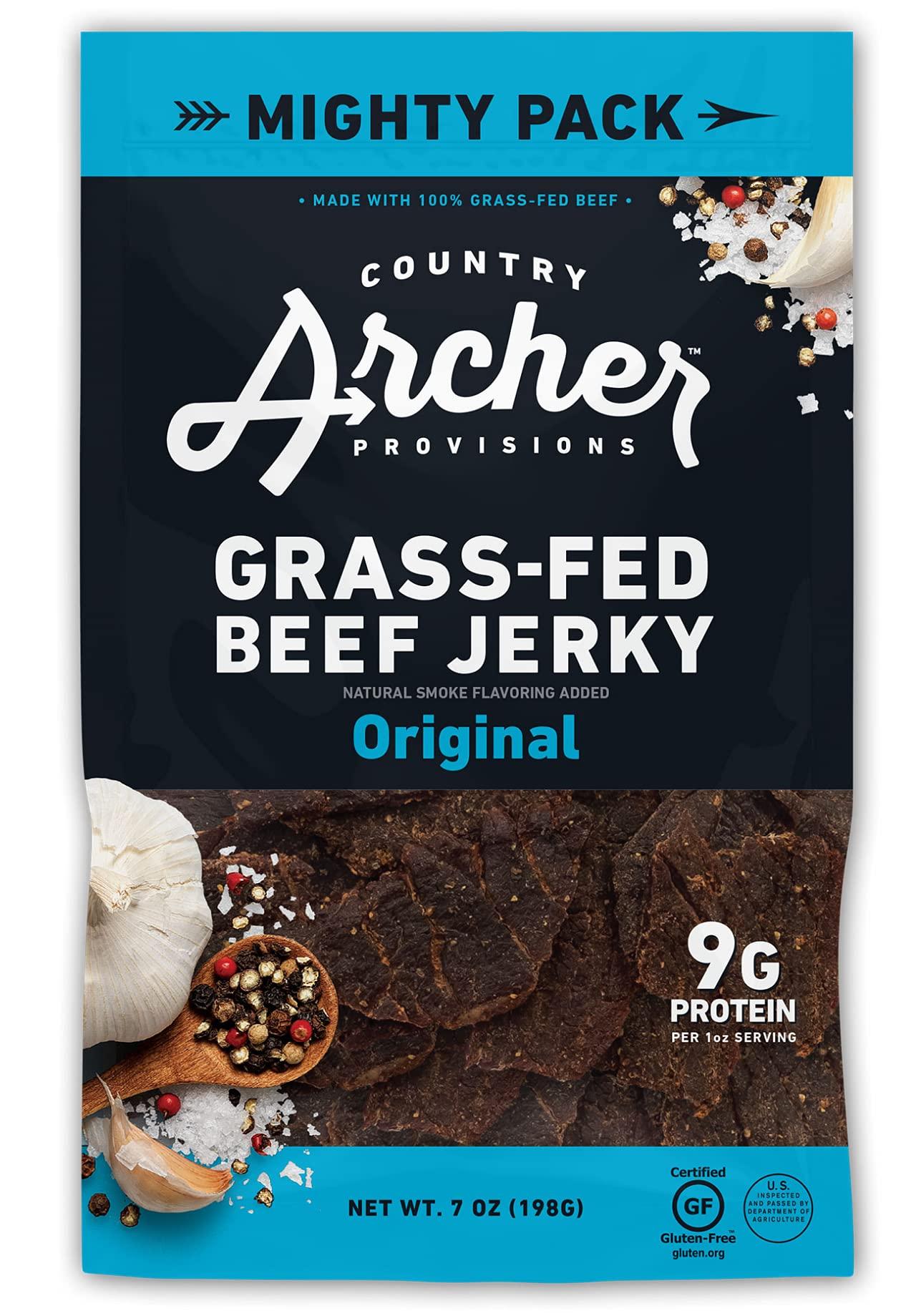 Country Archer Country Archer Beef Jerky by 100 GrassFed Gluten Free, Original, 7 Ounce