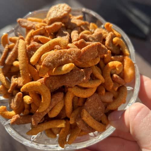 RunninWild Spicy Snack Mix | Party Mix including hot Cajun corn sticks, roasted peanuts, and cheddar cheese sesame sticks | Runnin' Wild Foods, 1.5 Pounds Total (Box of 3 bags, 8oz each)