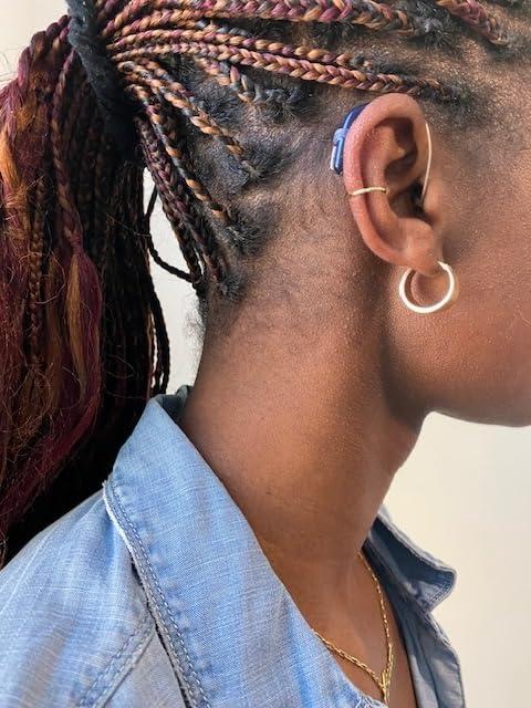 Deafmetal Deafmetal USA Retention Hearing Aid Cuff and Silicone Holster Attachment - Fits BTE and RIC Hearing Aids and BTE Cochlear Implant Processors - Keep Hearing Devices Secured - Gold - 1 Ear