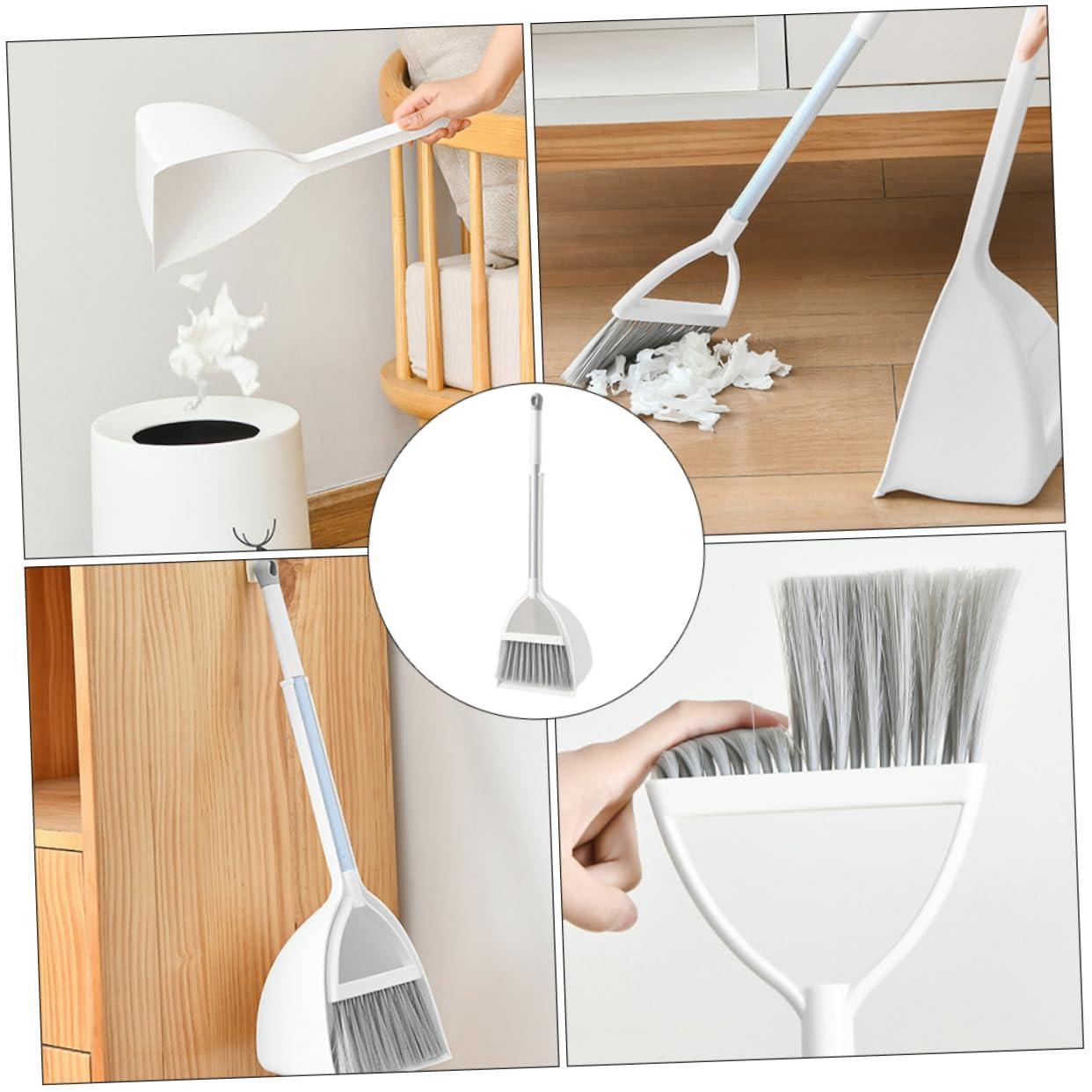 Ipetboom Dustpan Brush Set Mini Broom with Dustpan Little Housekeeping Helper Handle Upright Dustpan Floor Sweeping Tool for Home Office Shop Kitchen